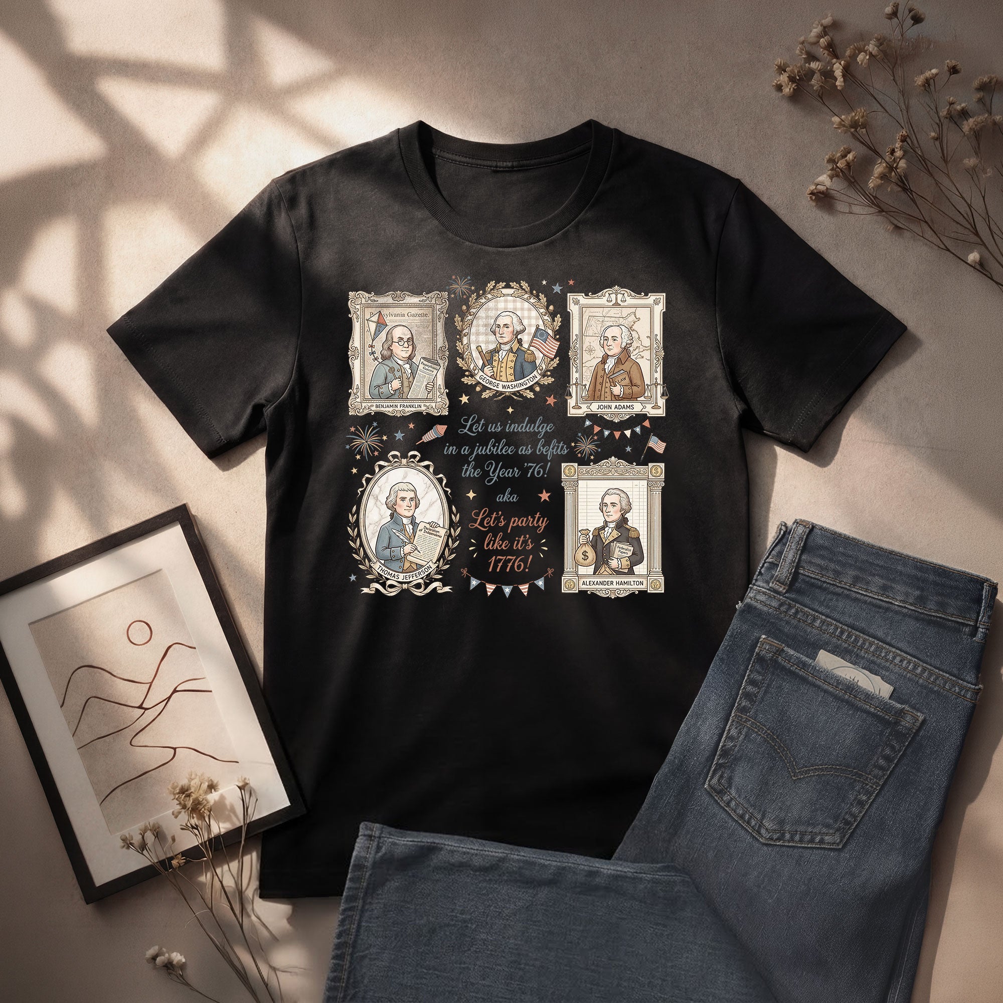 Funny Founding Fathers Portrait Shirt Let’s Party Like It’s 1776 Patriotic Vintage USA