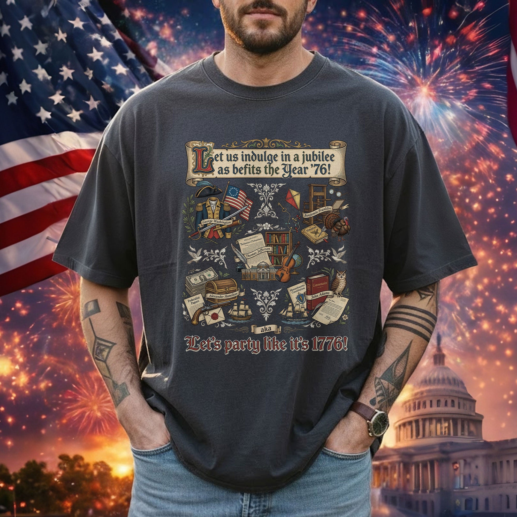 Vintage 1776 Patriotic Shirt American Heritage Collage Soft Aesthetic