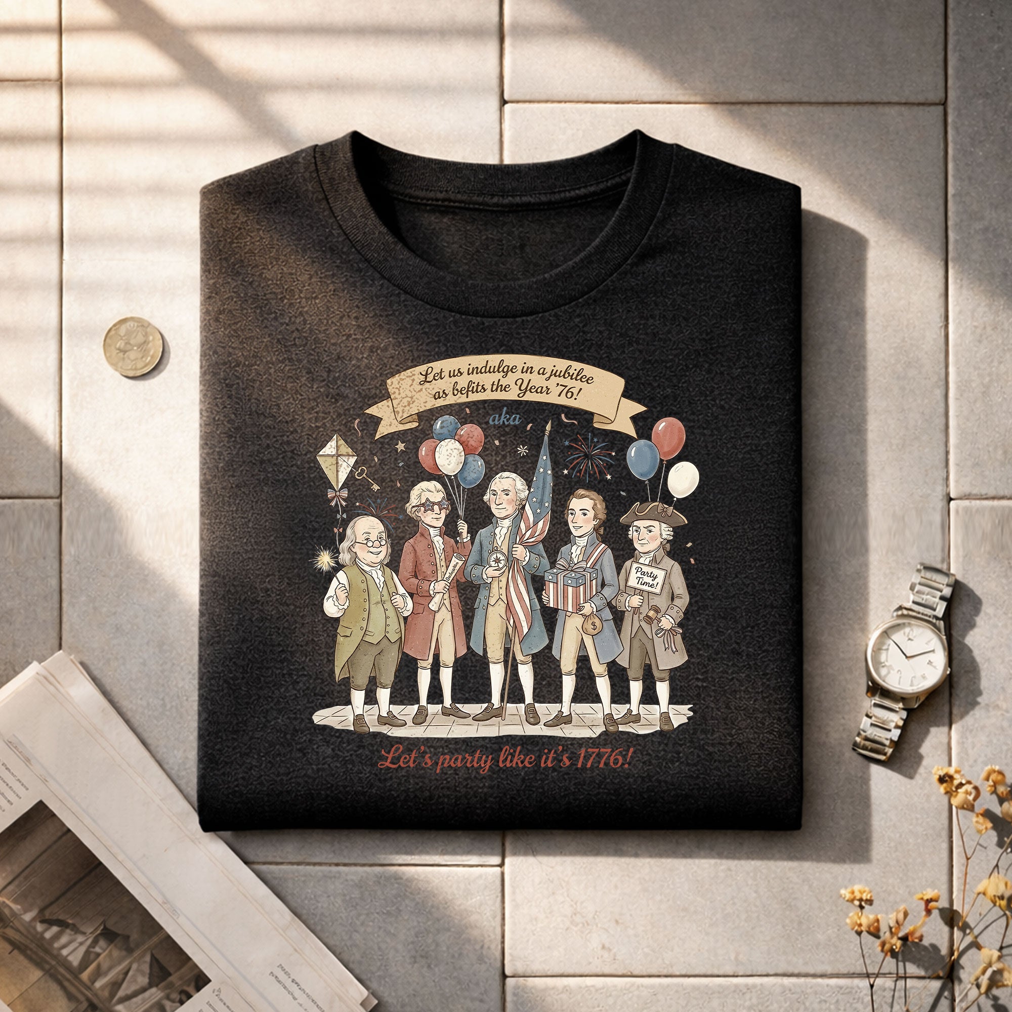 Vintage Funny Founding Fathers Shirt Let's Party Like It's 1776 Patriotic