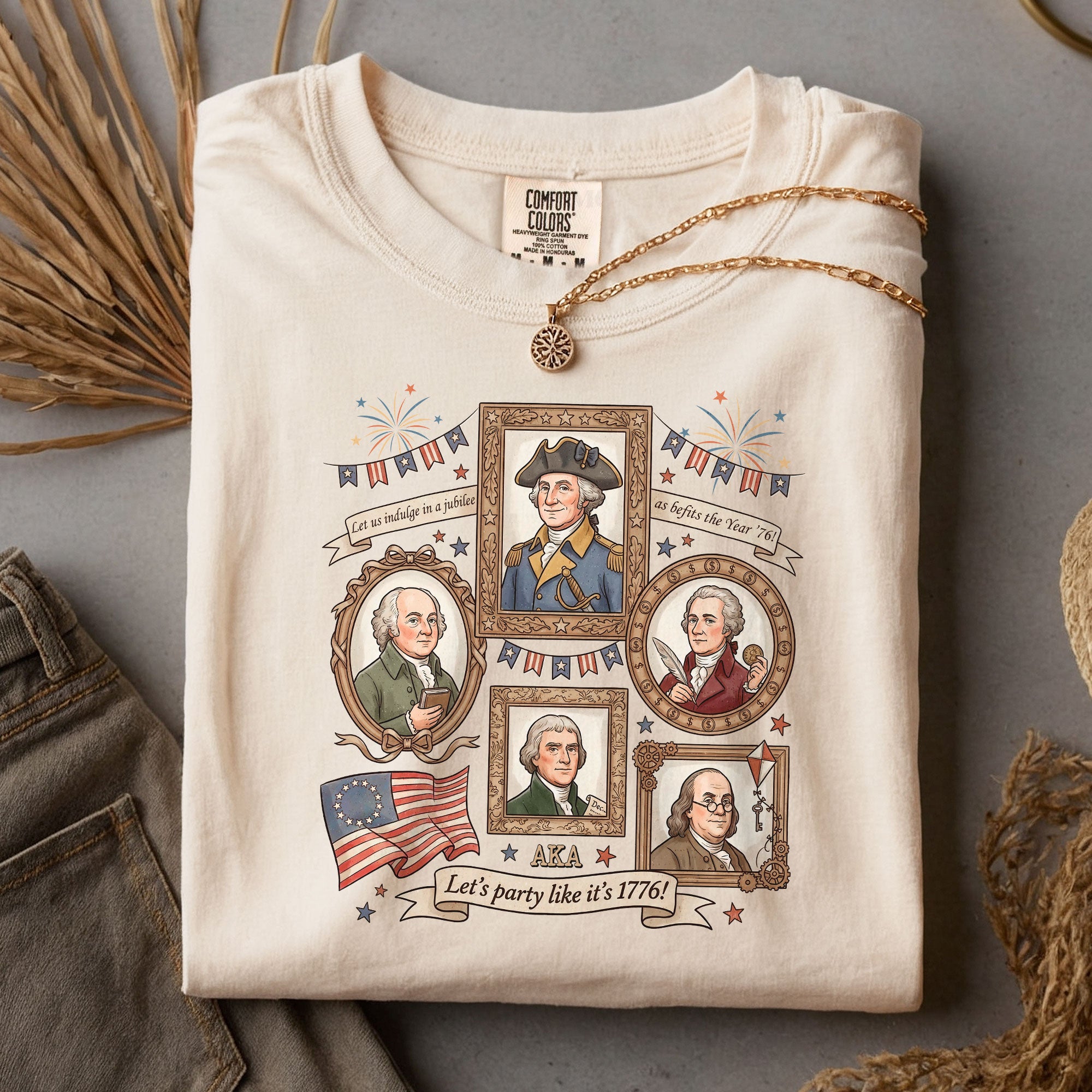1776 Patriotic Founding Fathers Shirt Vintage USA History Let’s Party