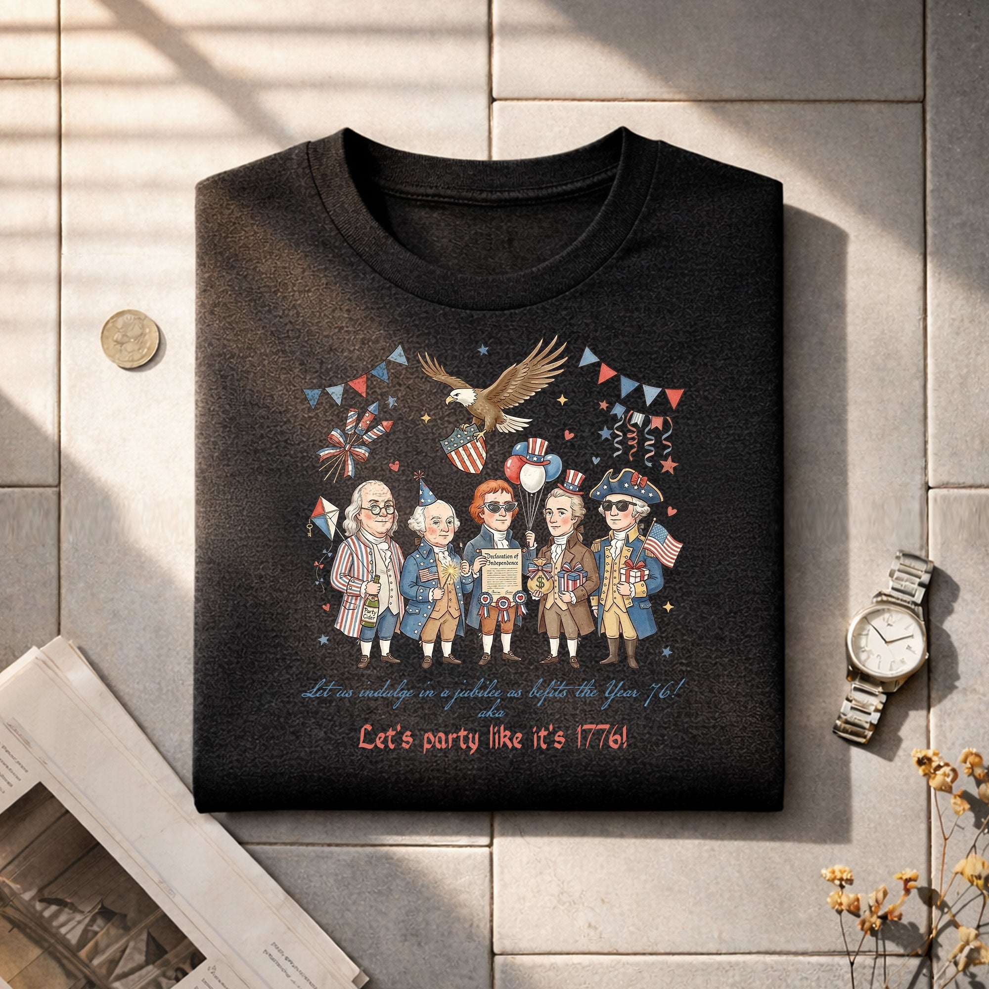 Funny Founding Fathers 1776 Party Shirt Patriotic Eagle Vintage America 250 Years