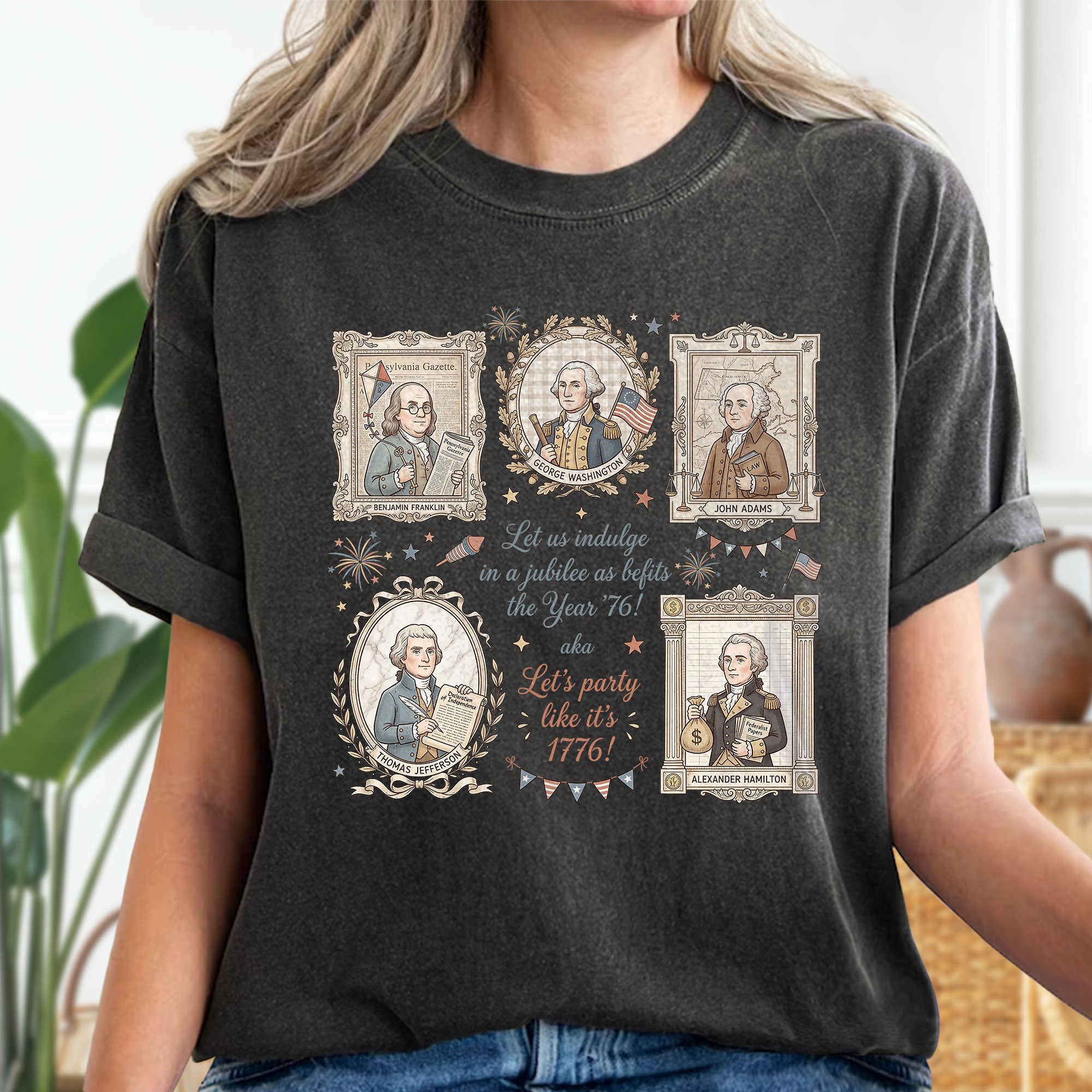 Funny Founding Fathers Portrait Shirt Let’s Party Like It’s 1776 Patriotic Vintage USA