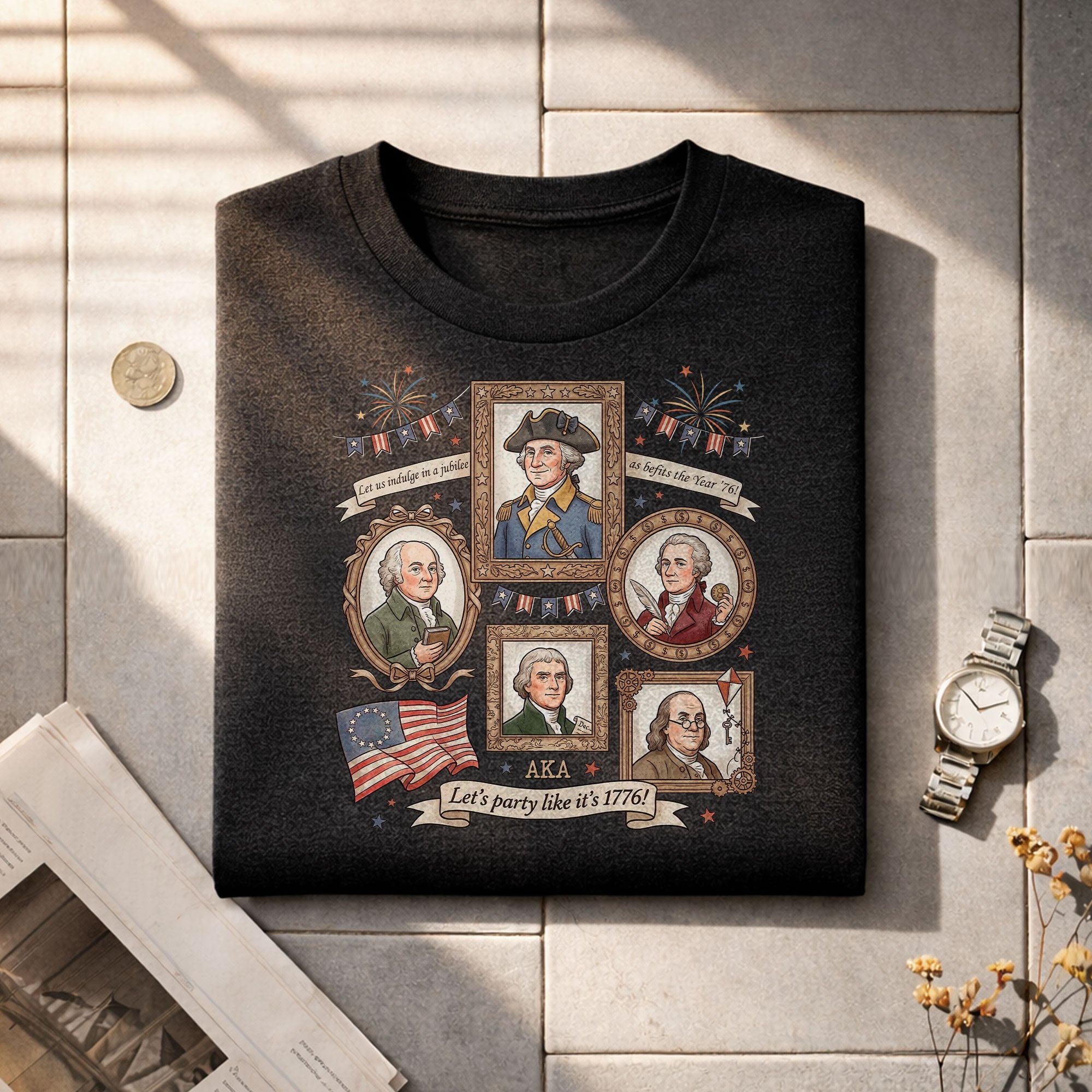 1776 Patriotic Founding Fathers Shirt Vintage USA History Let’s Party