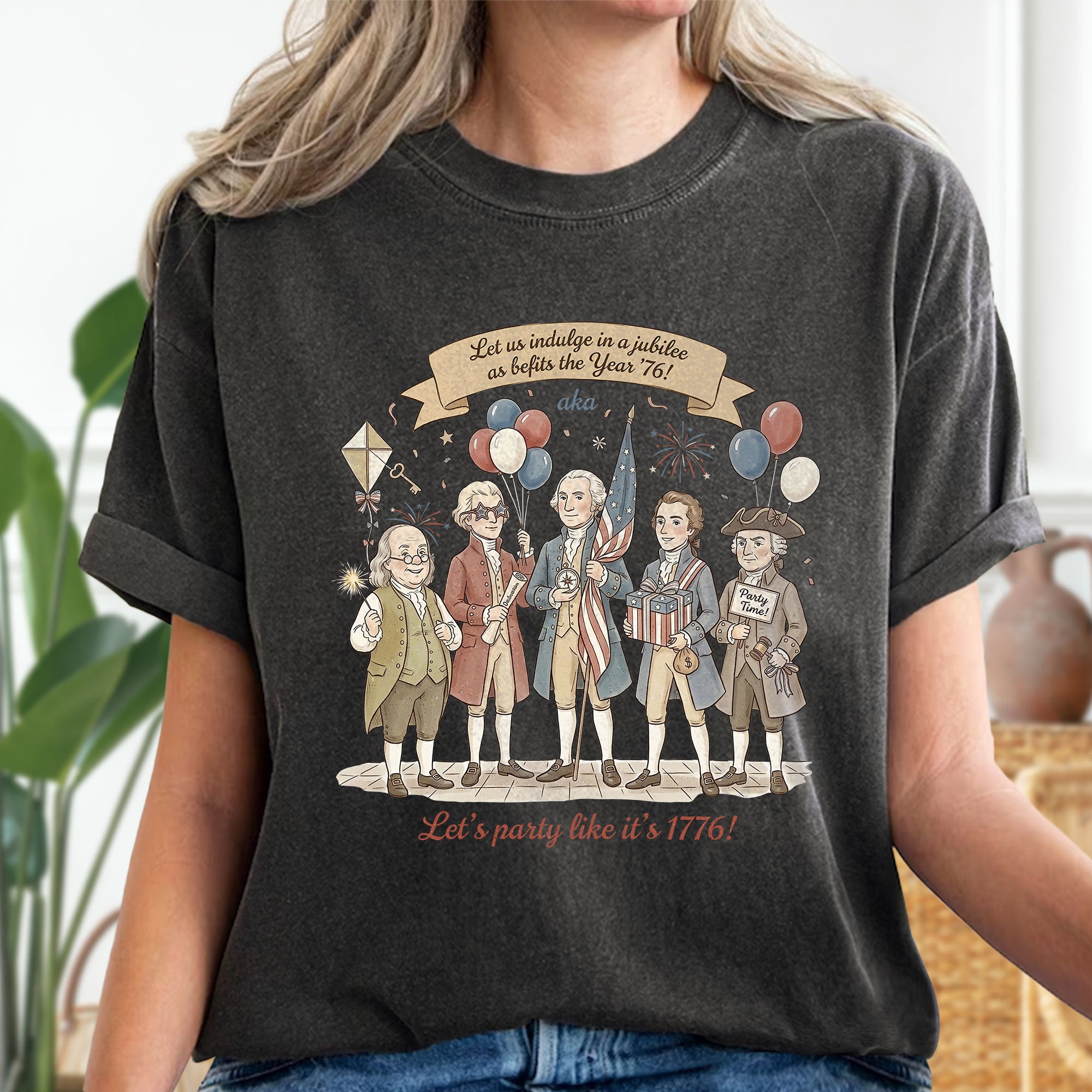 Vintage Funny Founding Fathers Shirt Let's Party Like It's 1776 Patriotic
