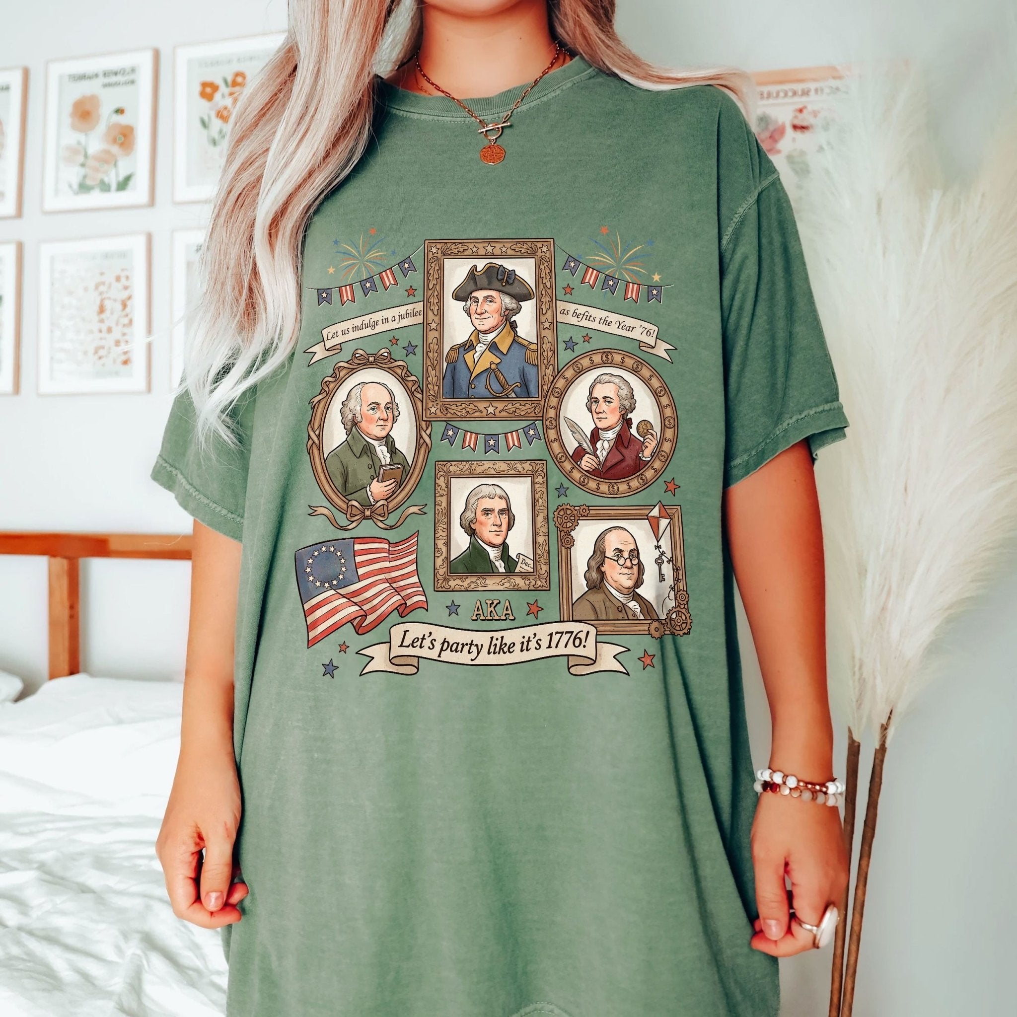 1776 Patriotic Founding Fathers Shirt Vintage USA History Let’s Party - Rust Field Wear