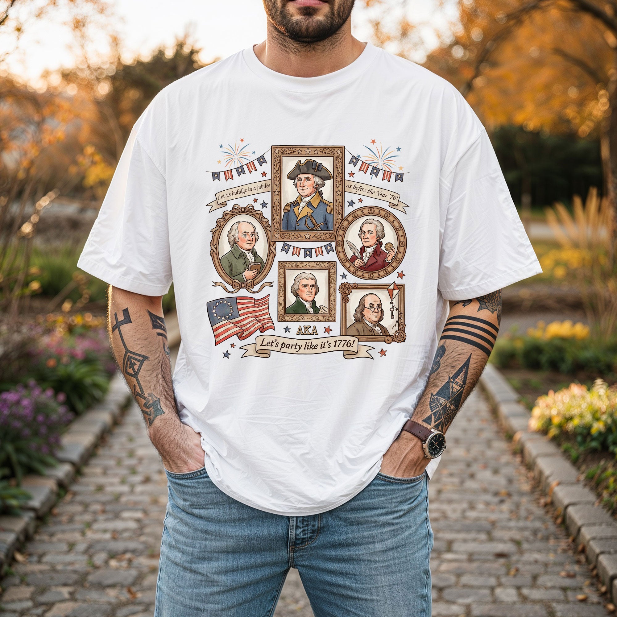 1776 Patriotic Founding Fathers Shirt Vintage USA History Let’s Party