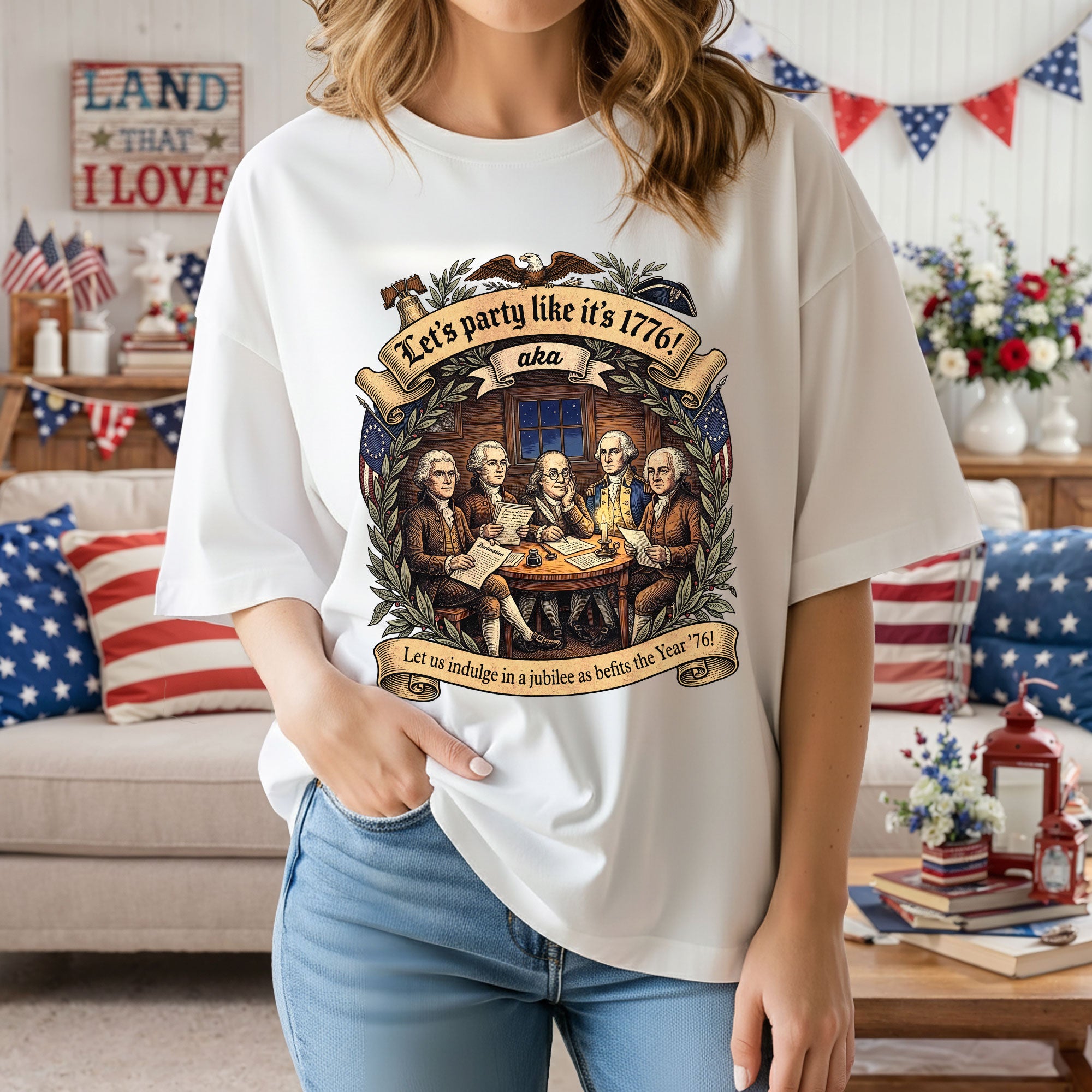 Let’s Party Like It’s 1776 Shirt Vintage Founding Fathers Patriotic USA