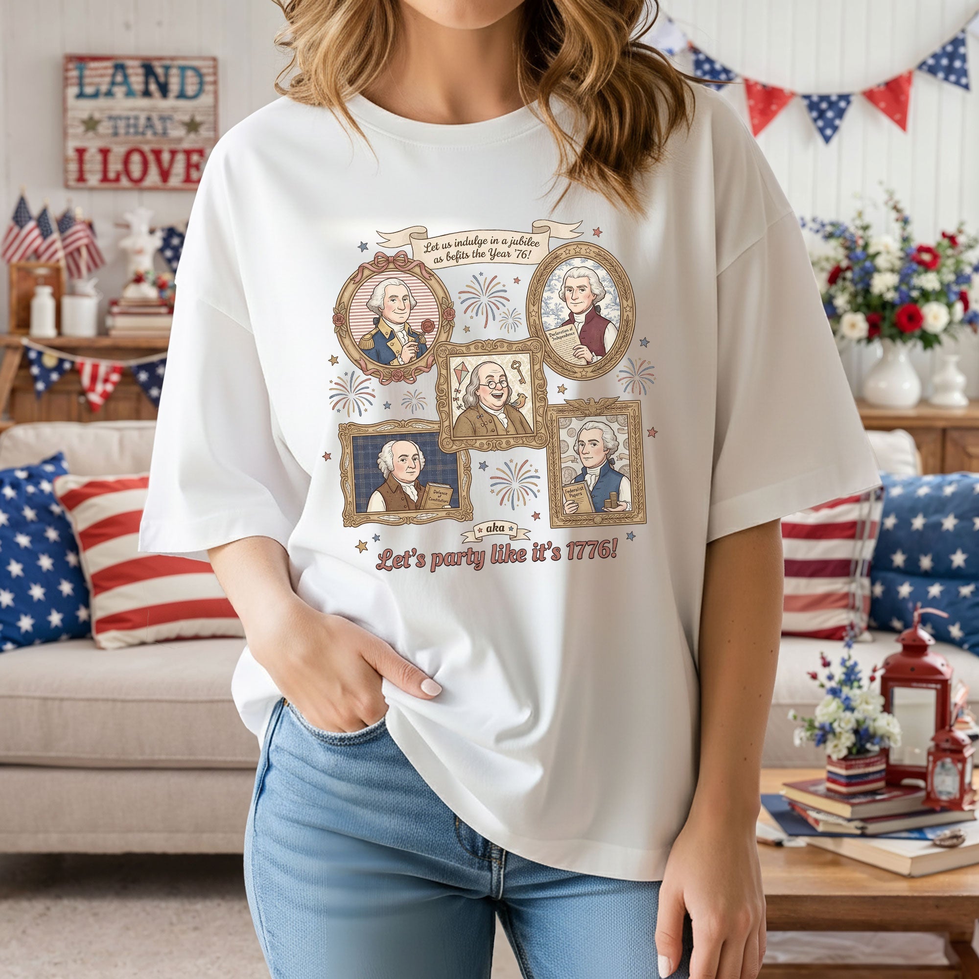Patriotic 1776 Funny Founding Fathers Shirt Vintage America Independence