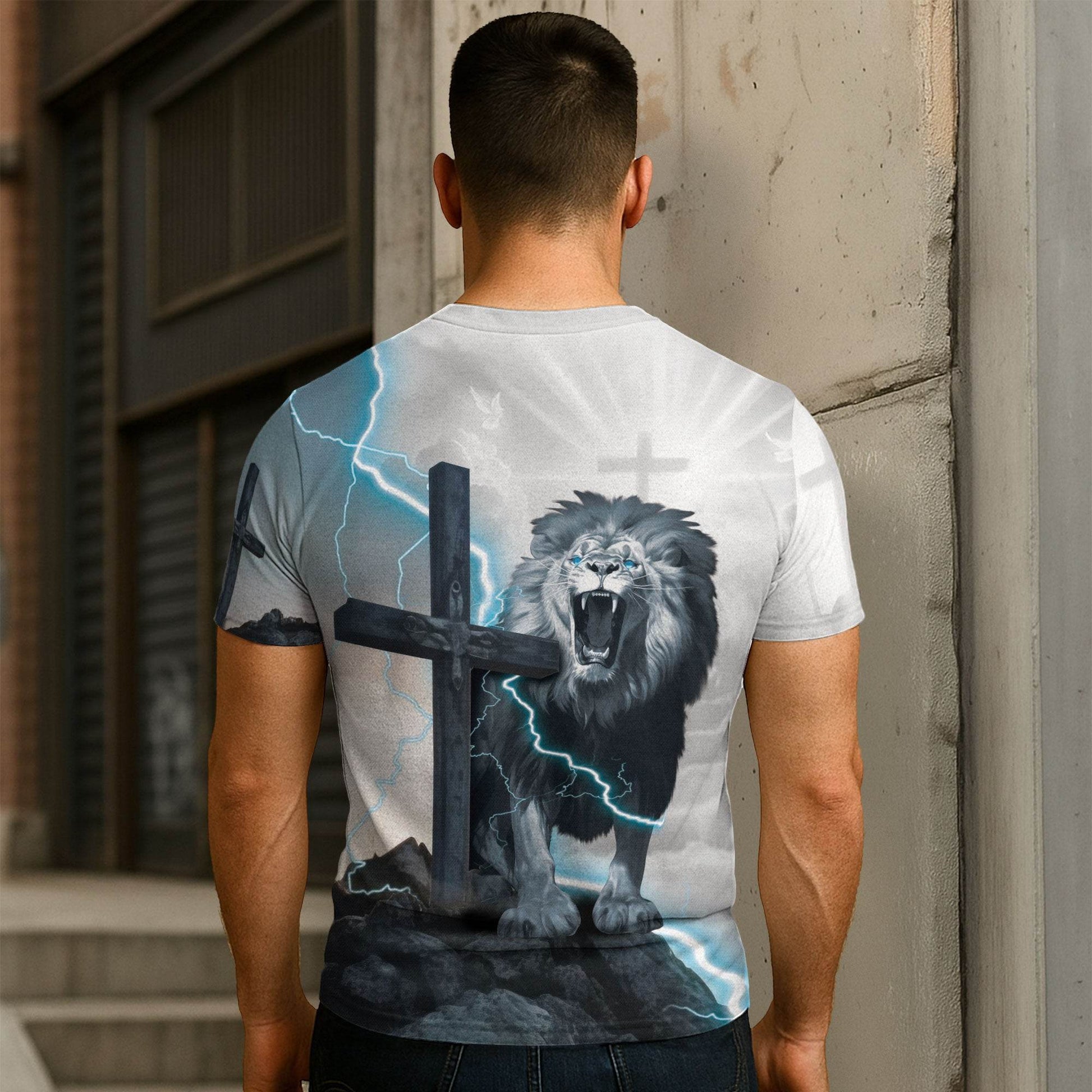 Lightning Roar – I Can’t But I Know A Guy Lion Cross T-shirt - Rust Field Wear