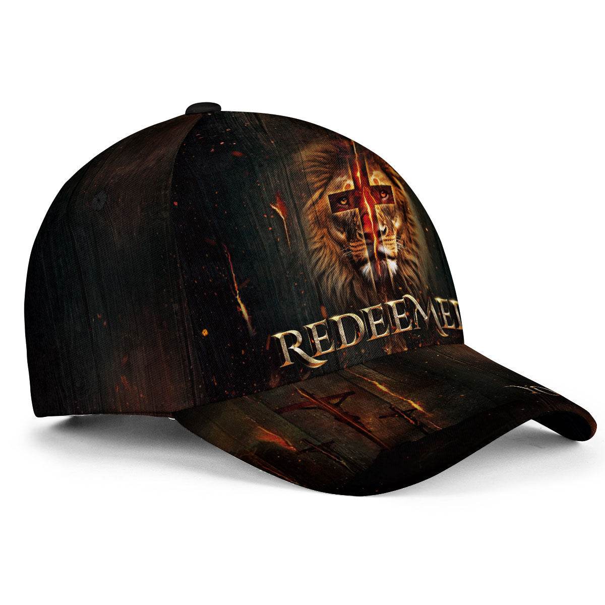 Redeemed by the Lion – Christian Cross Cap with Custom Text - Rust Field Wear