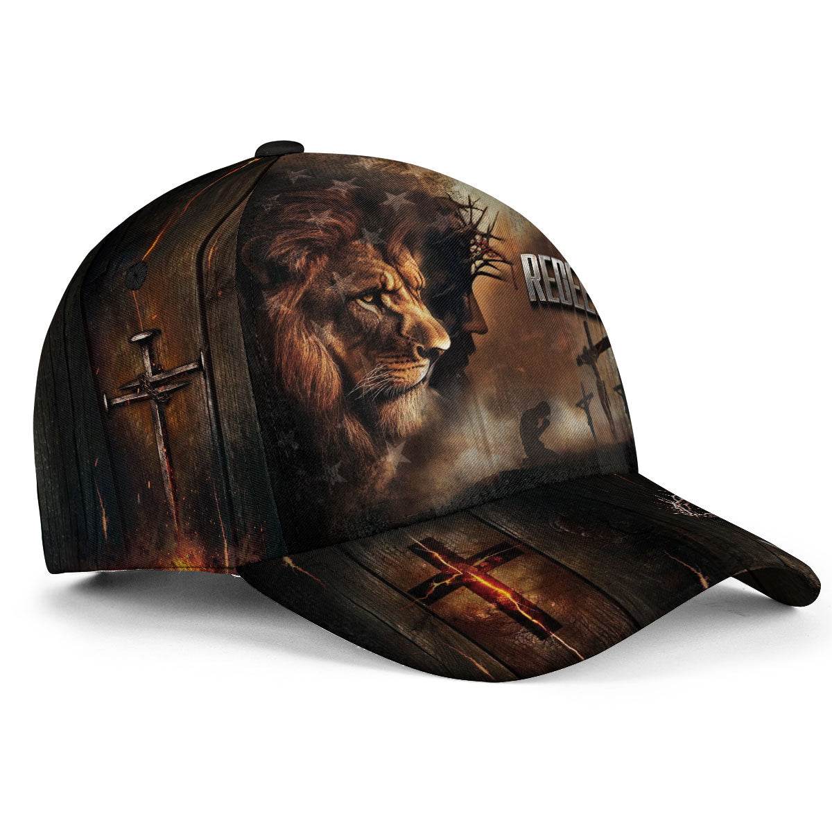 Redeemed by the Cross - Christian Lion & Customized Hat - Rust Field Wear