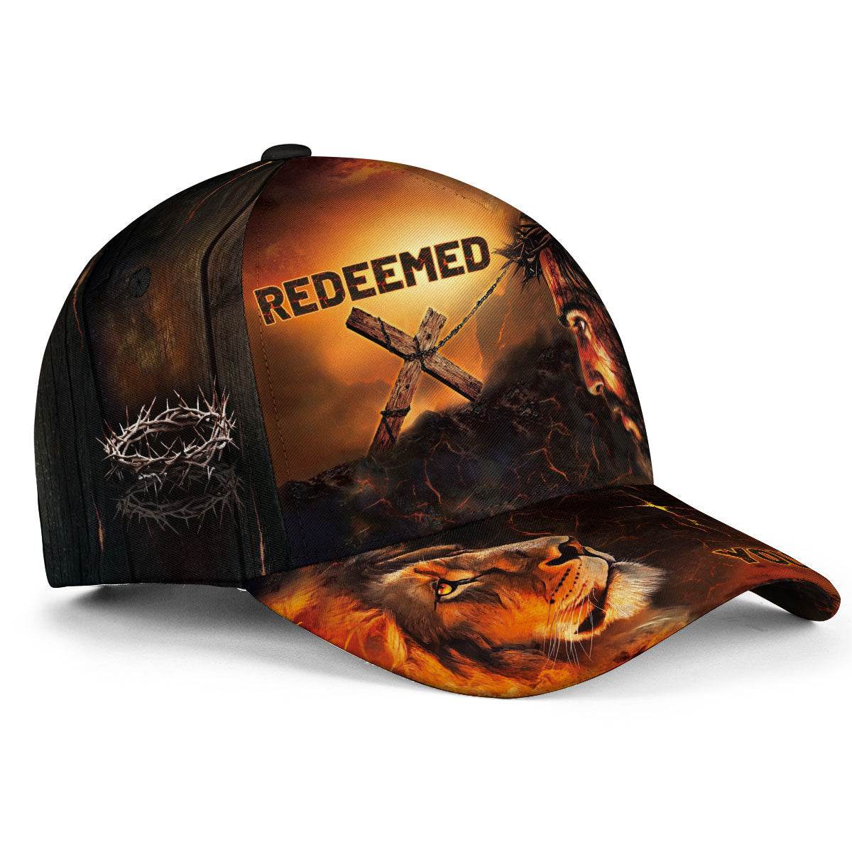 Redeemed by His Sacrifice – Jesus & Lion Christian Customized Hat - Rust Field Wear