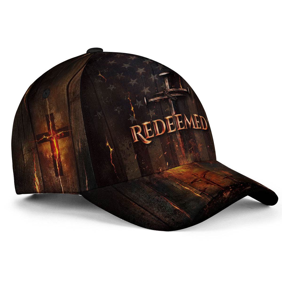 Redeemed by the Cross – Christian American Flag Customized Hat - Rust Field Wear