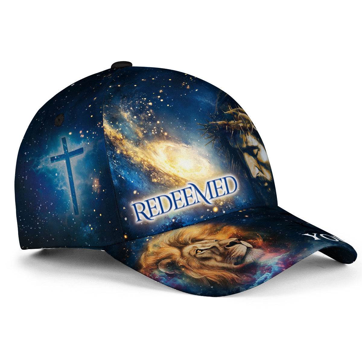 REDEEMED Galaxy Crown Cap – Christian Hat with Lion, Cross & Custom Text - Rust Field Wear
