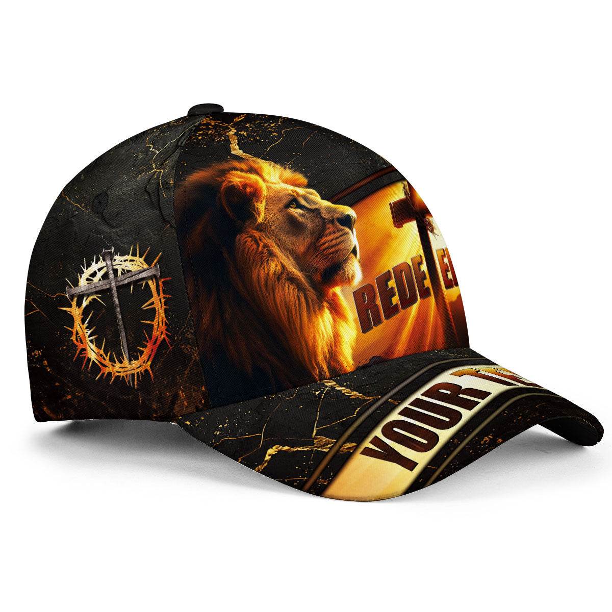 REDEEMED – Lion & Cross Sunset Christian Customized Hat - Rust Field Wear