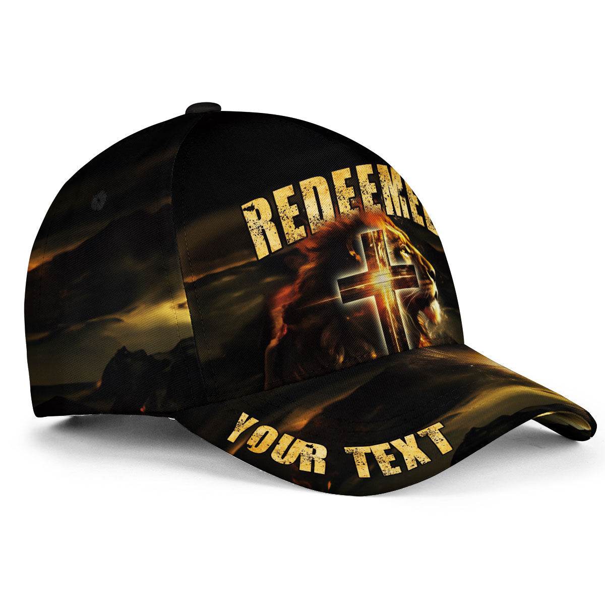 REDEEMED – Glowing Cross & Lion Christian Customized Hat - Rust Field Wear