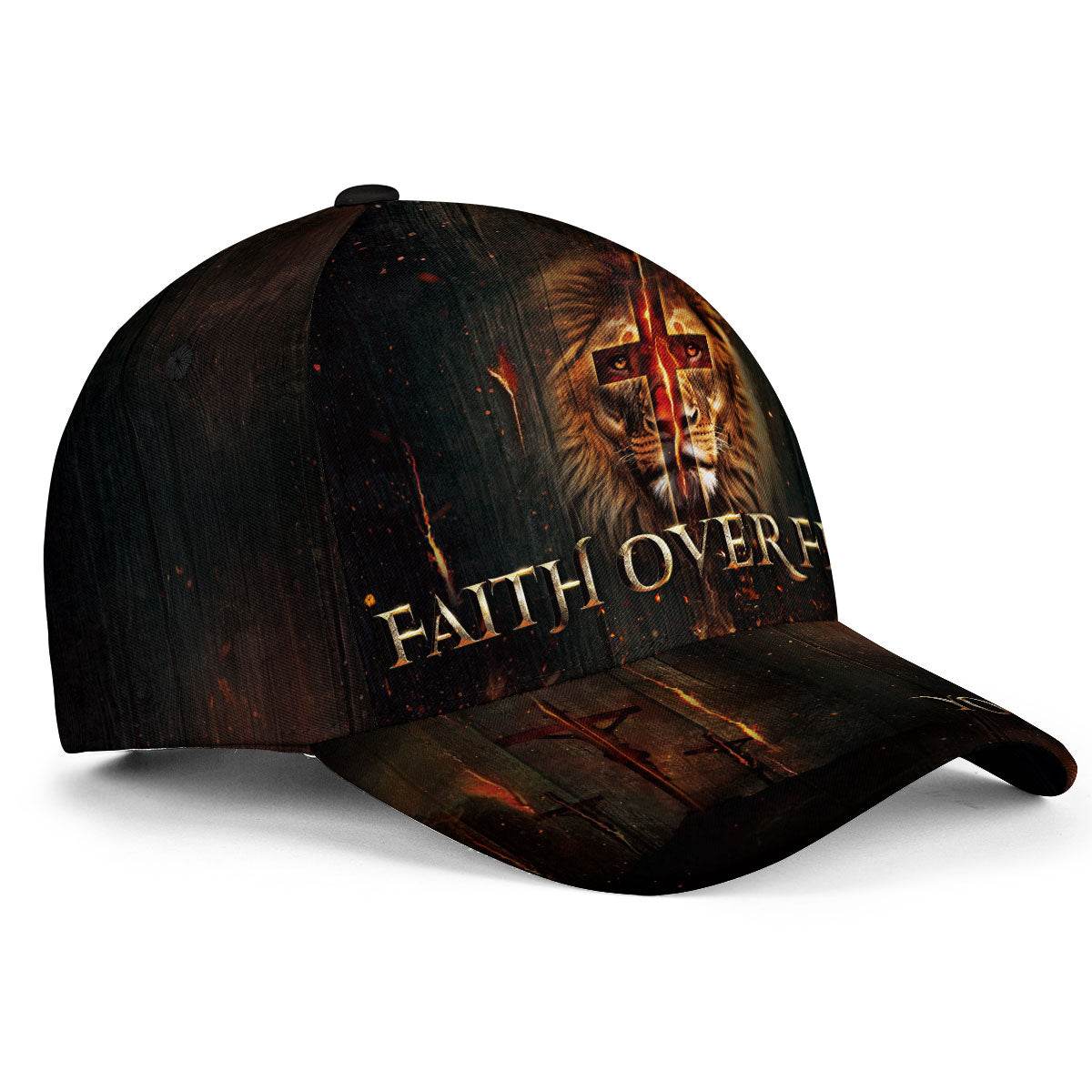 Faith Over Fear - Christian Lion Custom Hat - Rust Field Wear