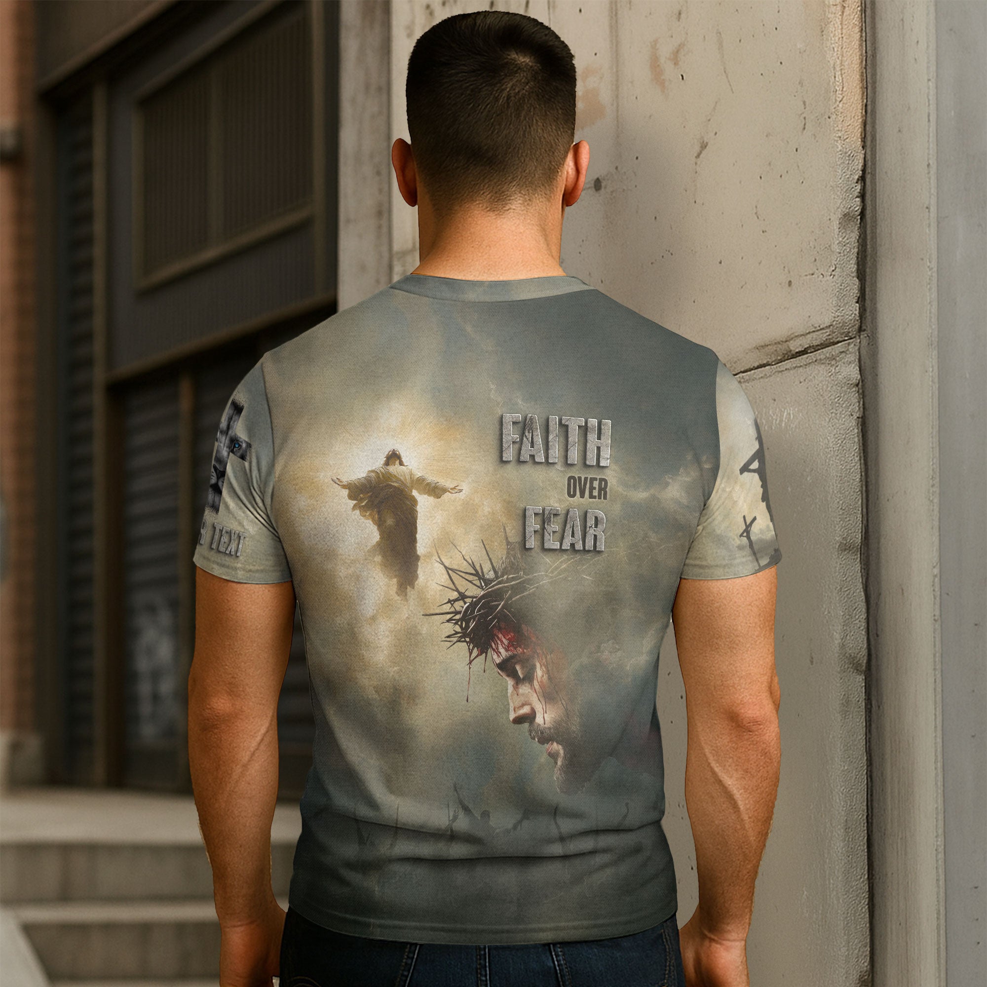 Faith Over Fear Resurrection Shirt – Custom Christian Tee with Jesus Ascending