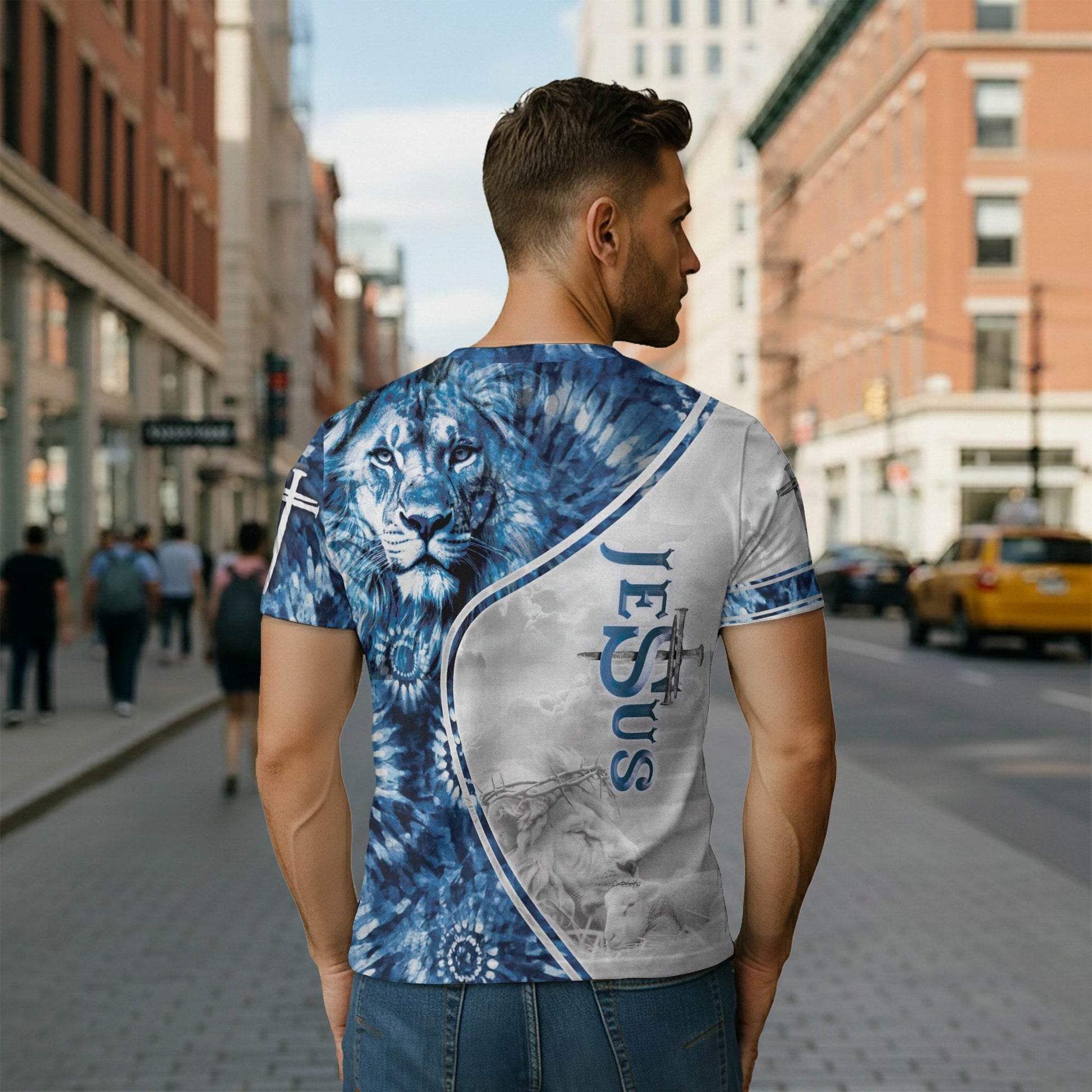 Jesus The Way The Truth The Life Bold Blue Lion Tee (2 Side Version) - Rust Field Wear