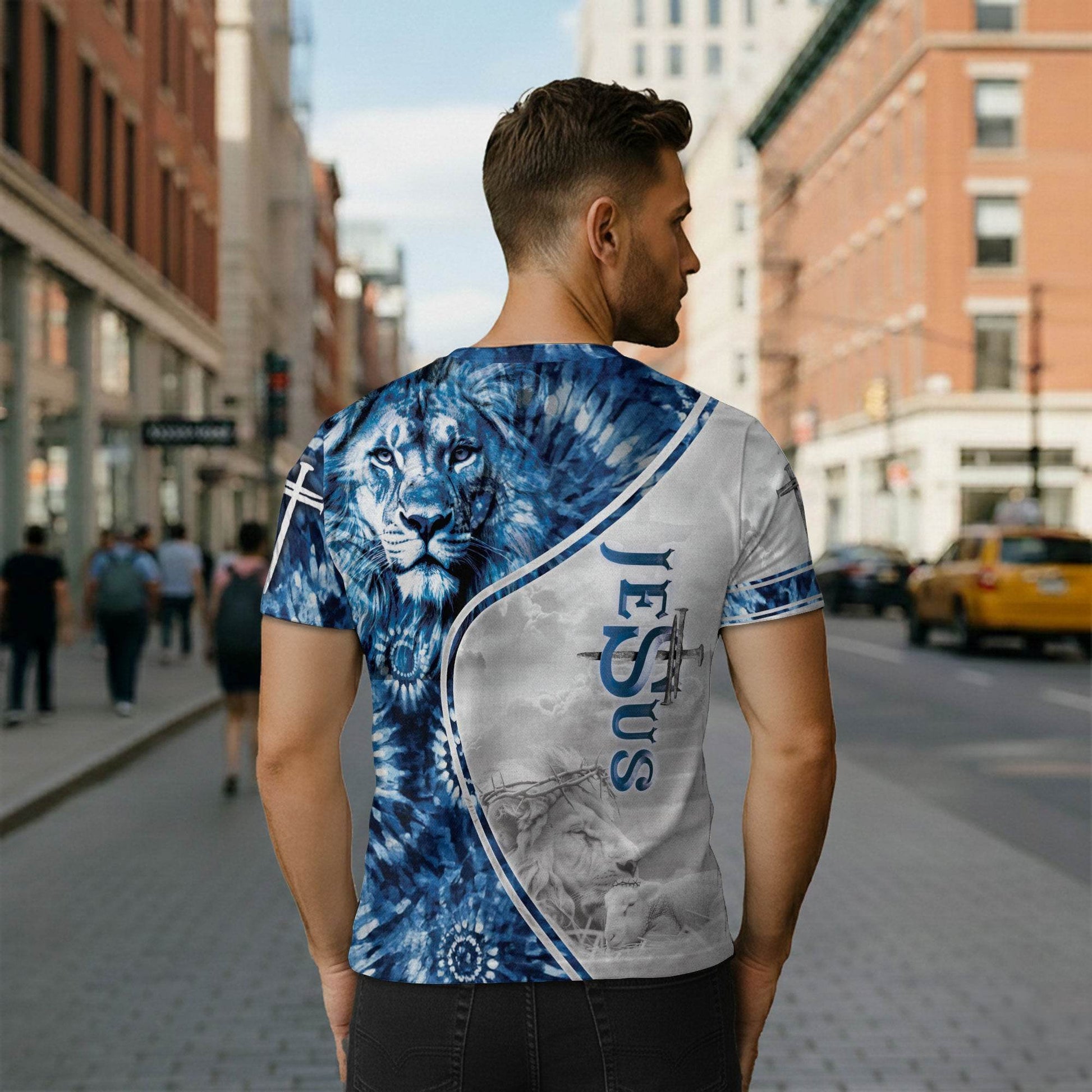 Jesus The Way The Truth The Life Bold Blue Lion Tee (2 Side Version) - Rust Field Wear