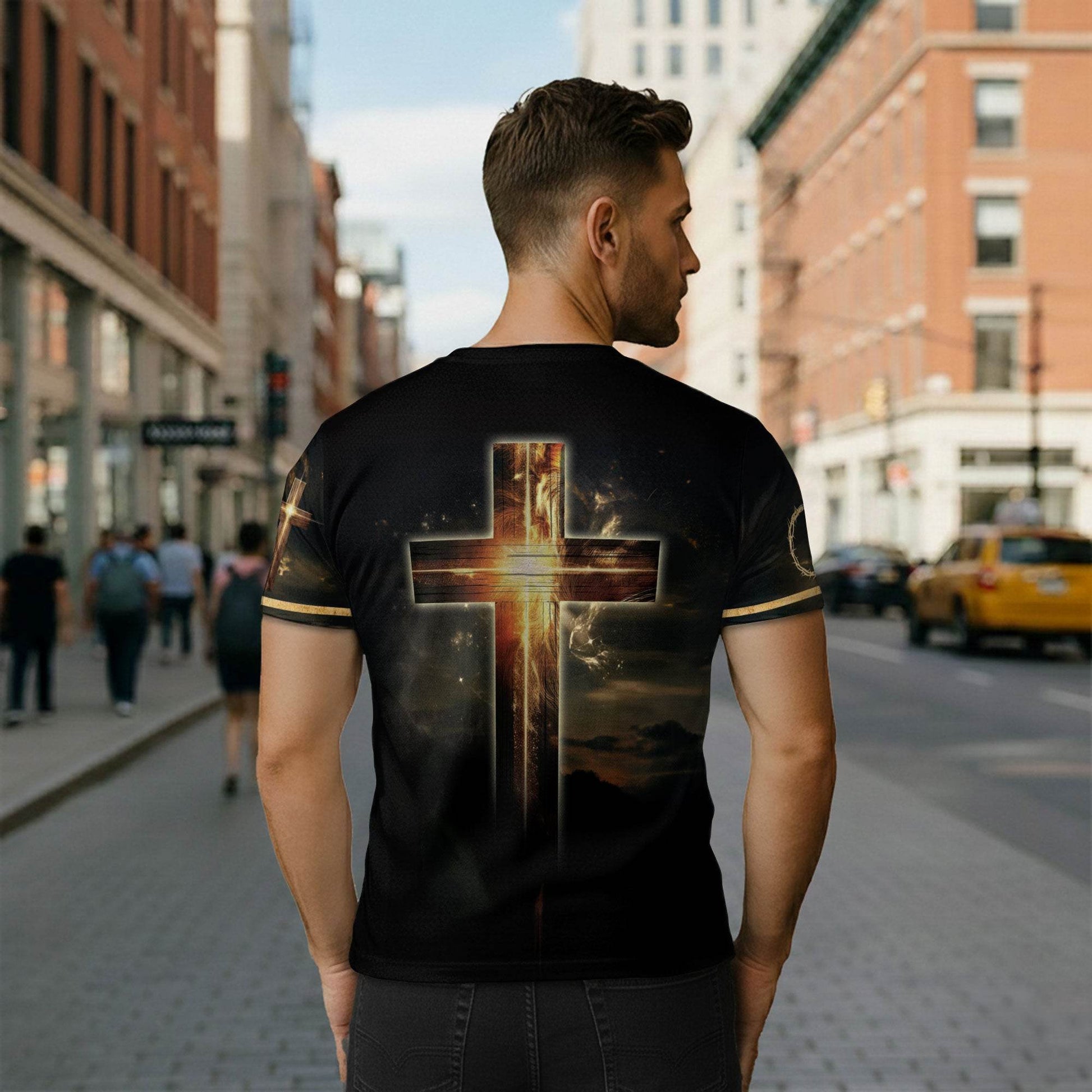 Faith Over Fear Lion and Cross Double-Sided Christian T-Shirt - Rust Field Wear