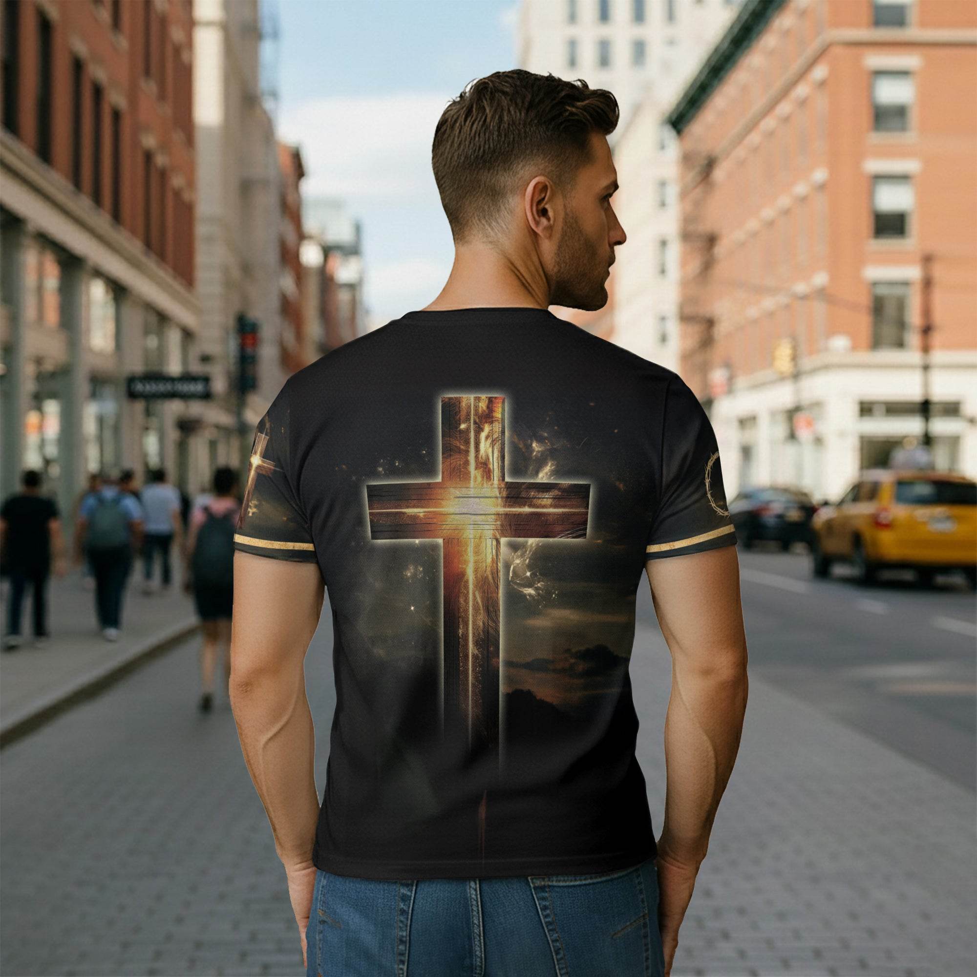Faith Over Fear Lion and Cross Double-Sided Christian T-Shirt - Rust Field Wear