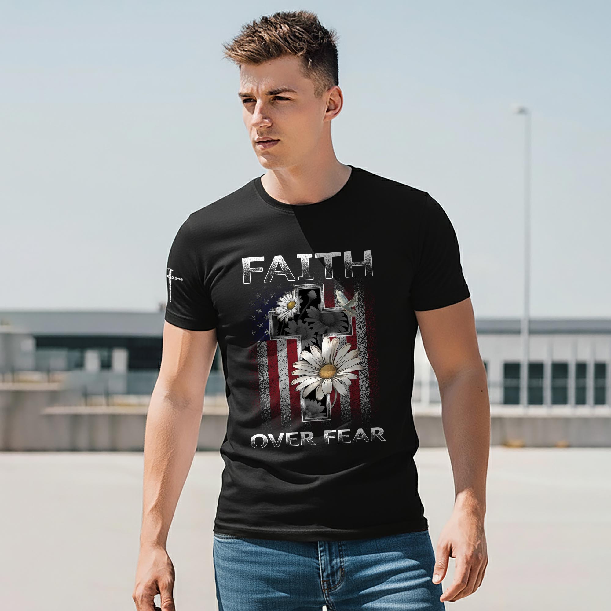 Faith Over Fear Christian Floral T-Shirt