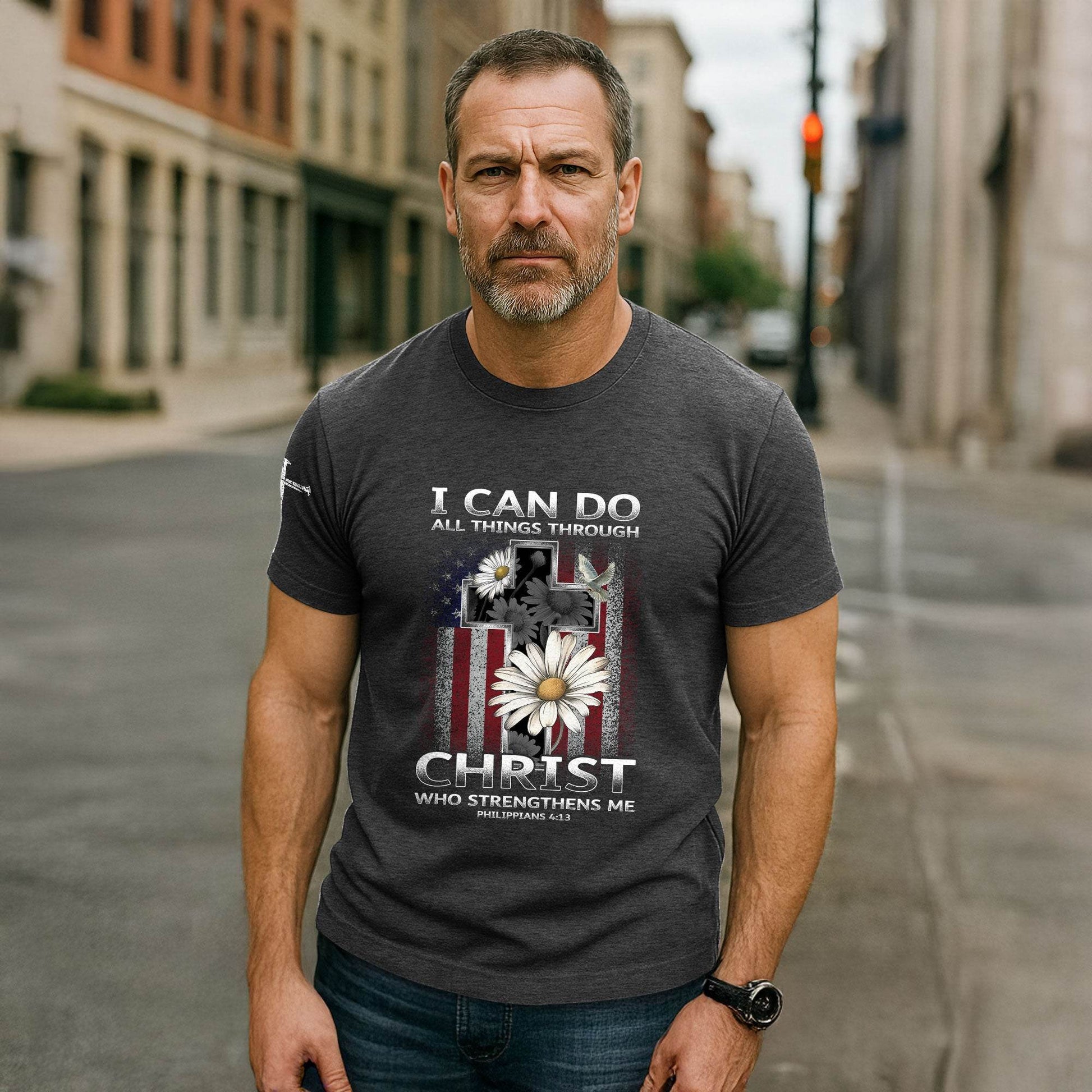 I Can Do All Things Through Christ Shirt Cross Tee - Rust Field Wear