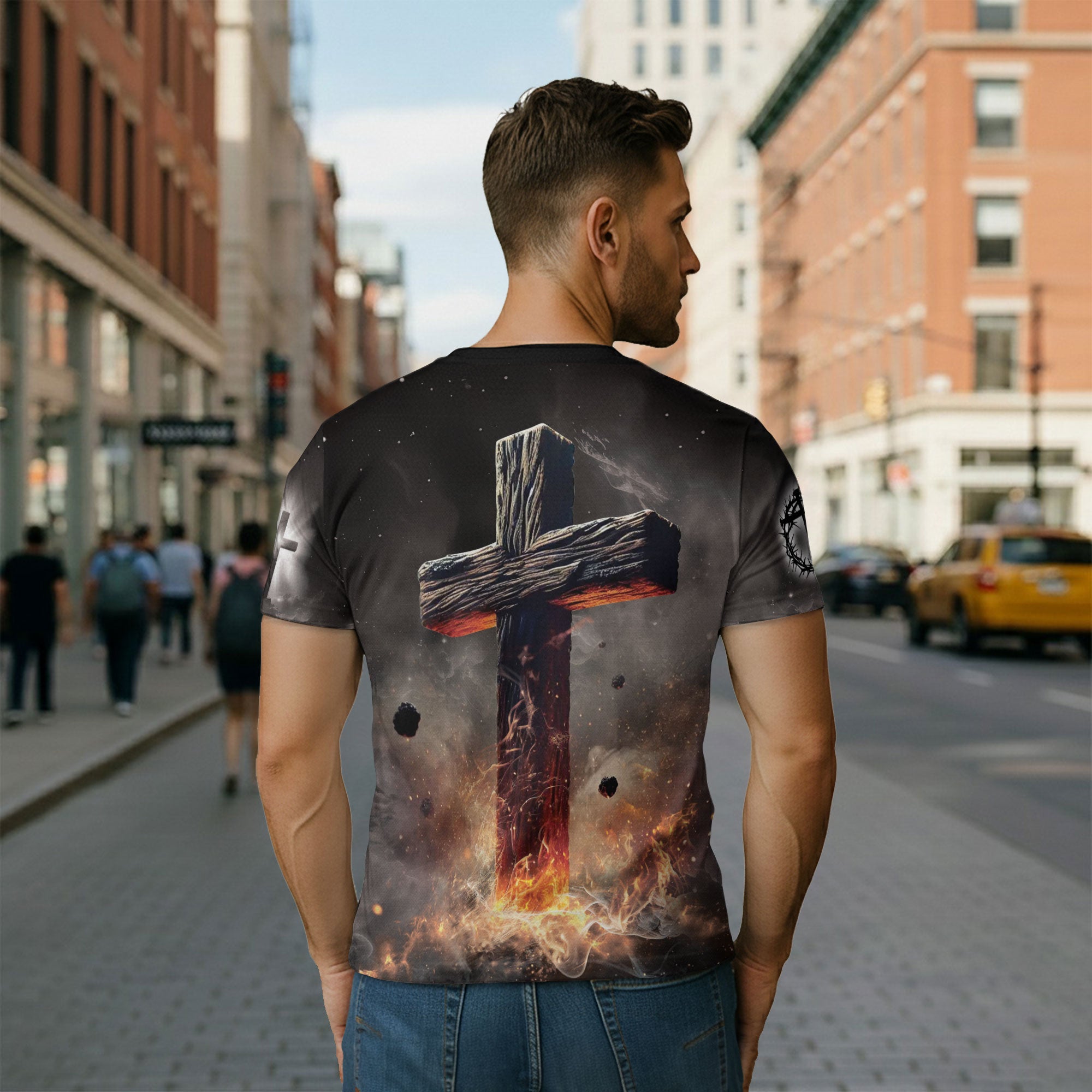 Faith Over Fear T-Shirt – Lion and Cross Full Print Design