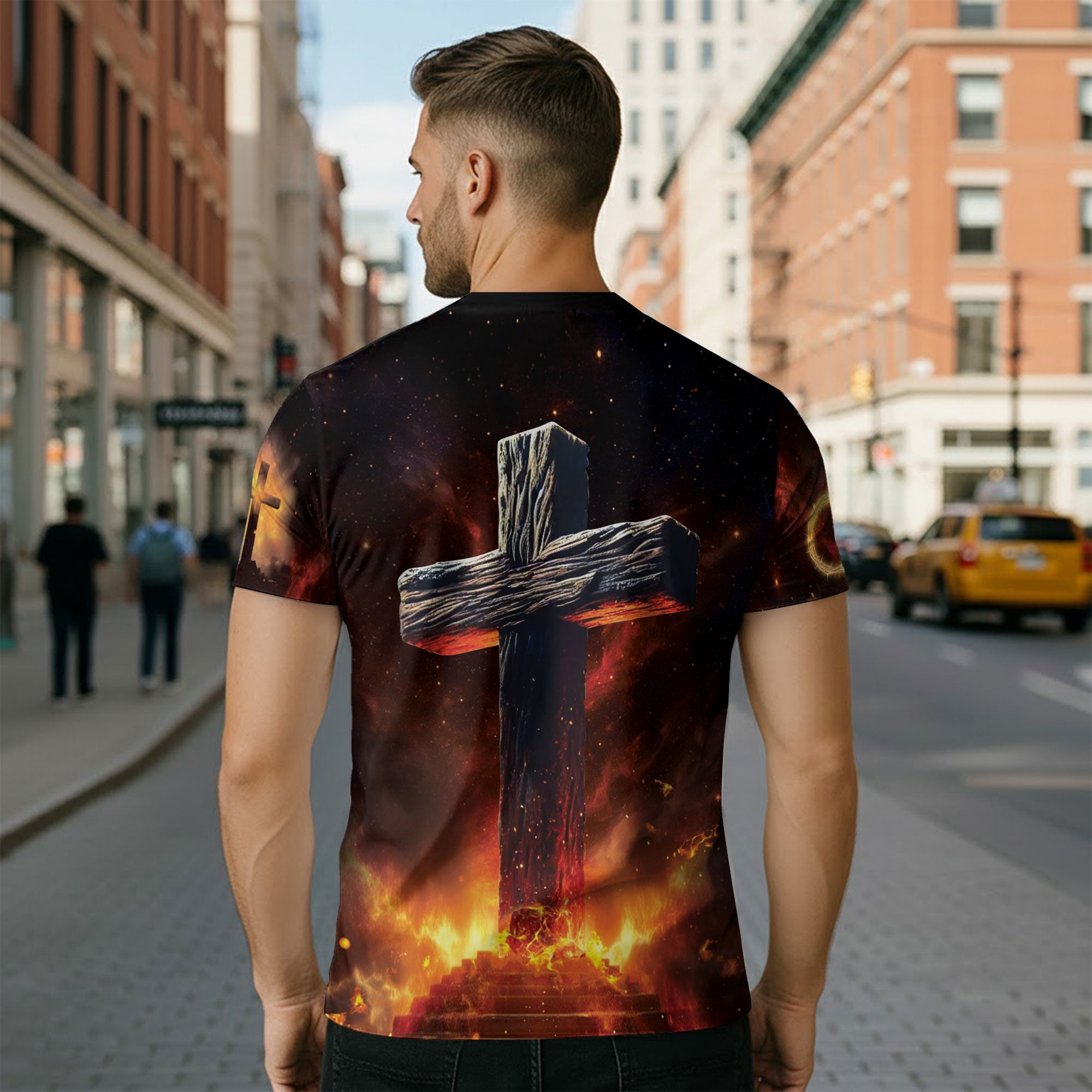 Fiery Cross & Lion Faith Over Fear T-Shirt