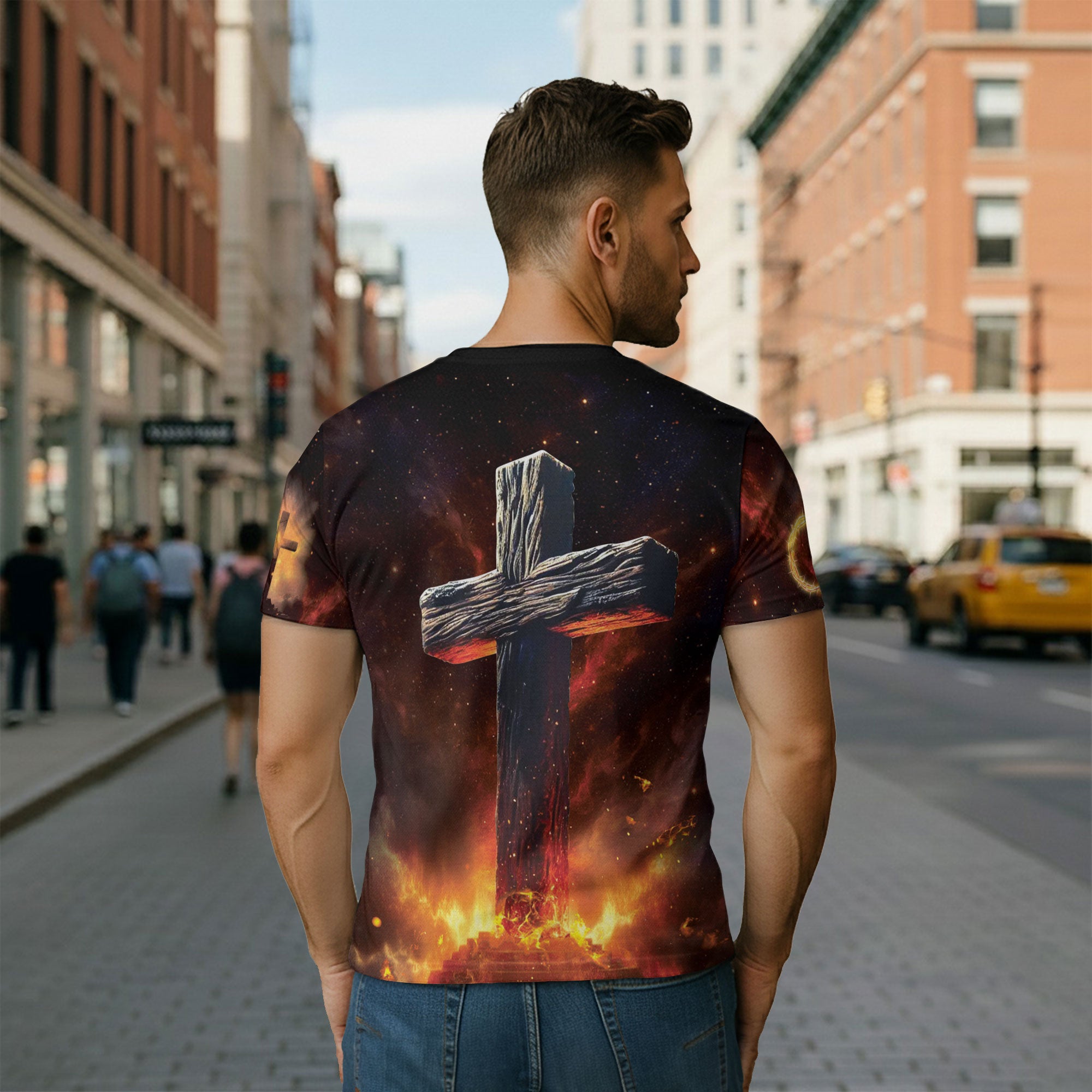 Fiery Cross & Lion Faith Over Fear T-Shirt