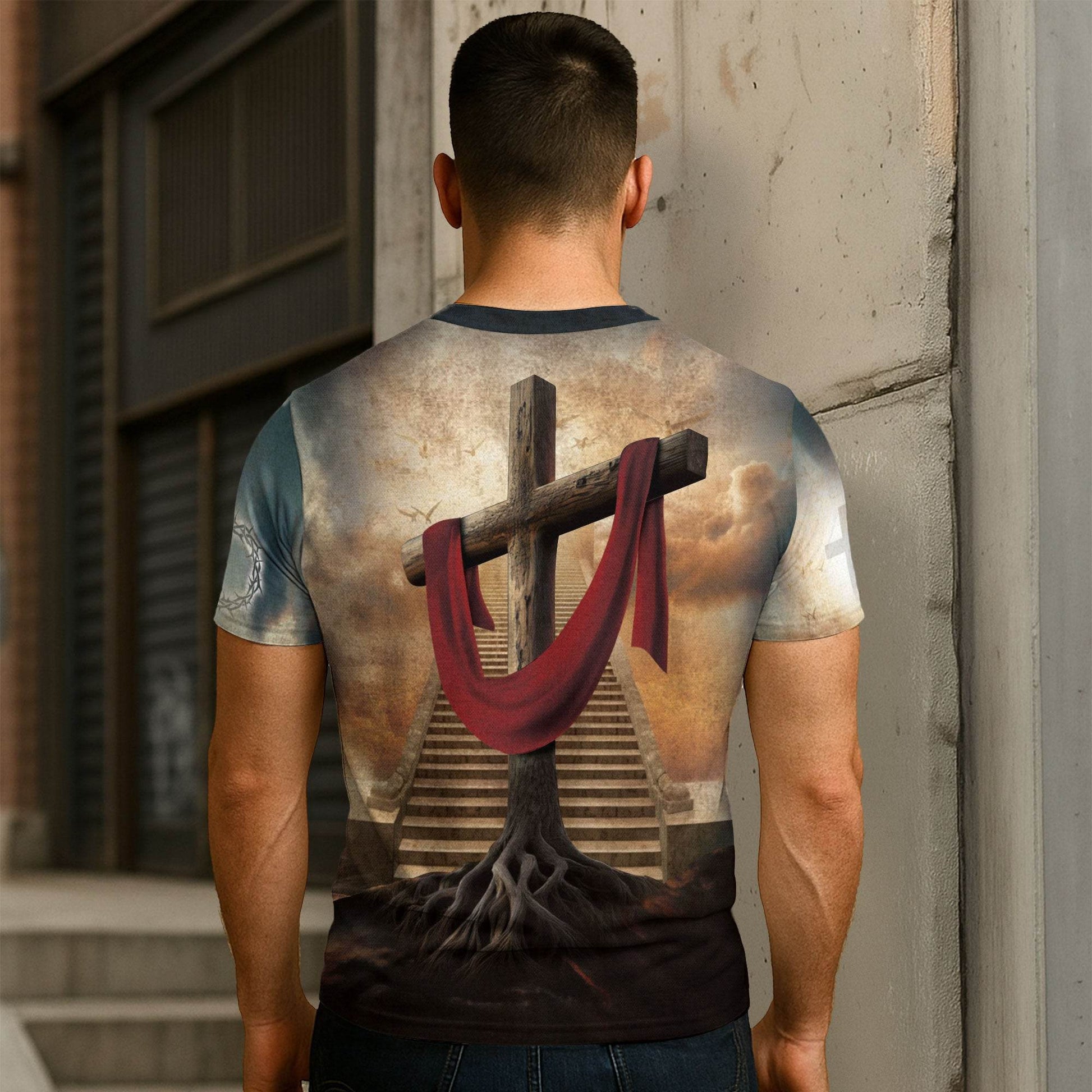 Rooted In Christ The Rooted Cross And Lion T-Shirt - Rust Field Wear