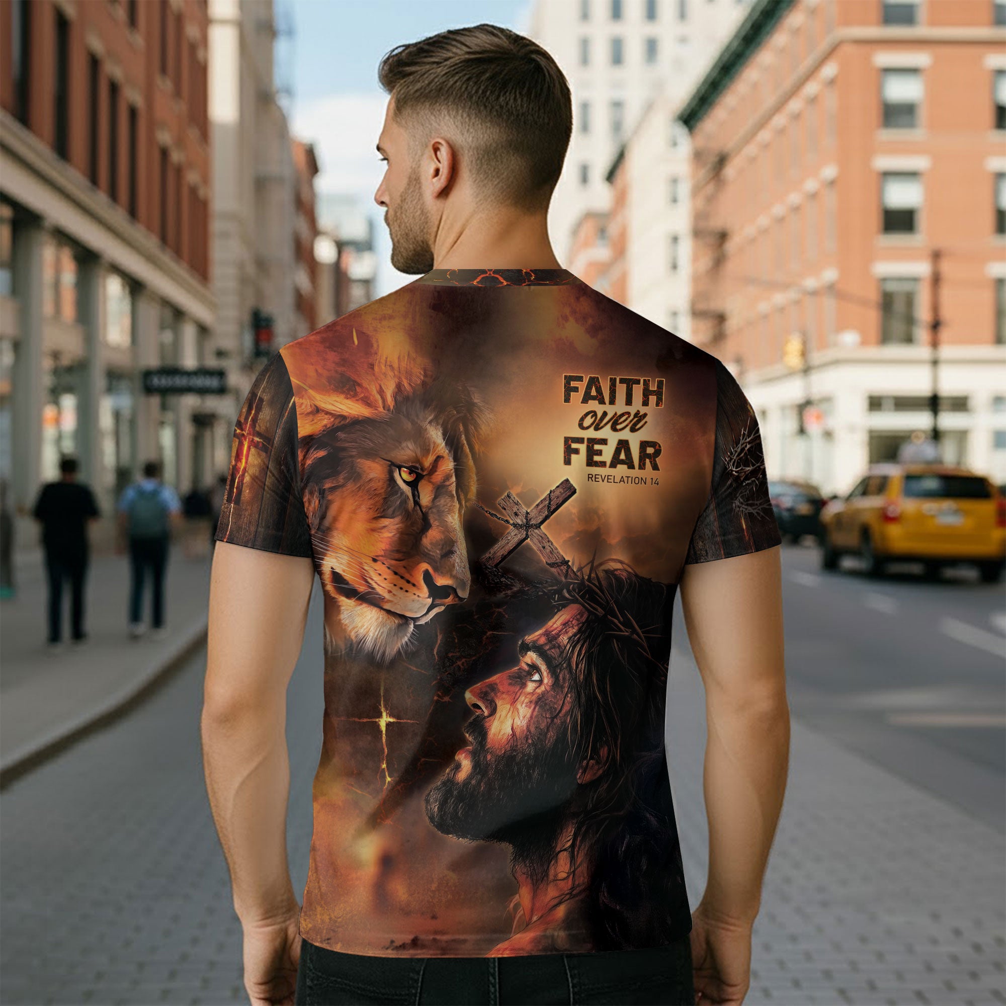 Faith Over Fear Shirt – Jesus, Lion Christian T-Shirt for Bold Believers