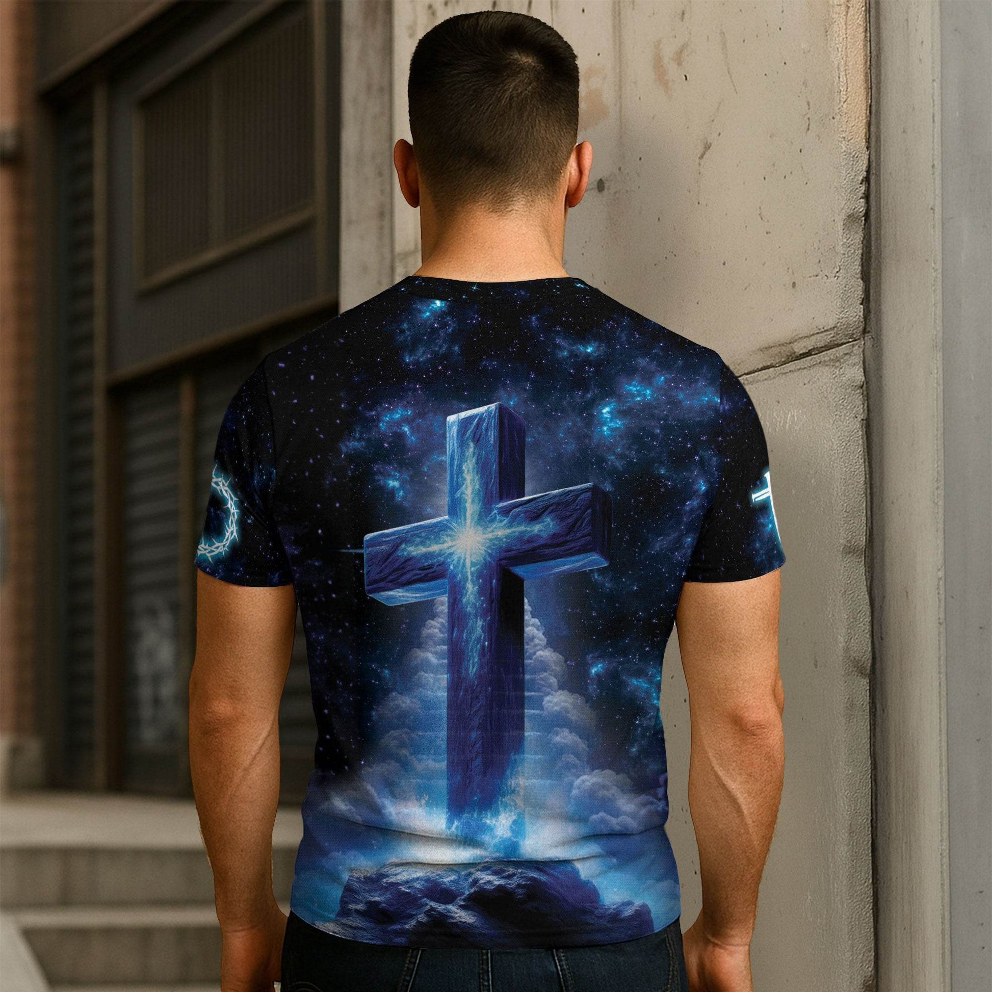 Christ Who Strengthens Me Cosmic Cross Christian Tshirt - Rust Field Wear