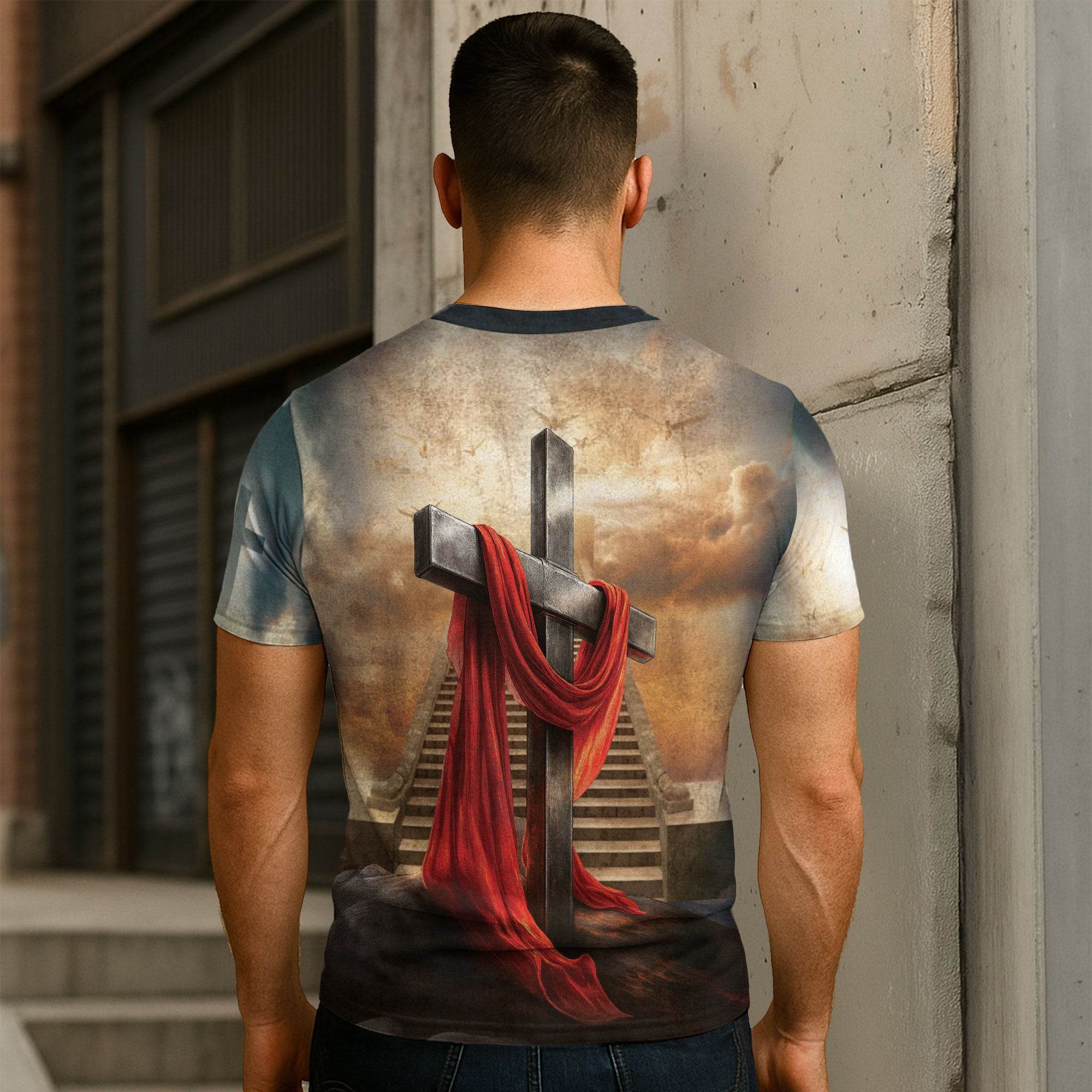 Iron Sharpens Iron Lion Cross Heaven Stairs T-Shirt - Rust Field Wear