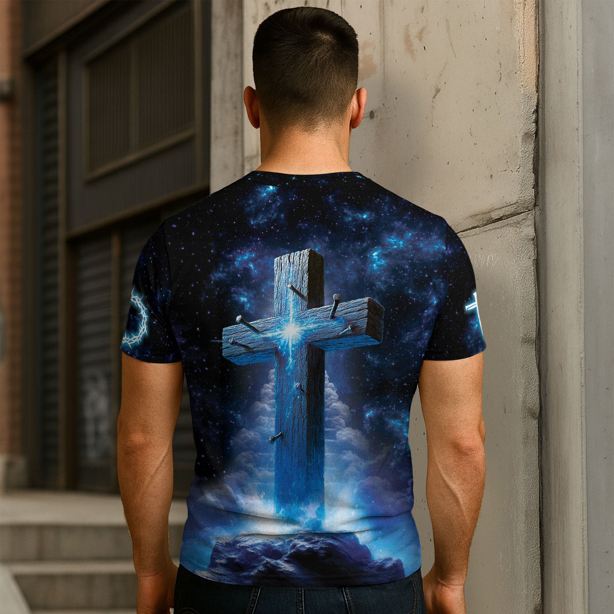 Iron Sharpens Iron Proverbs 27:17 Cosmic Christian T-Shirt