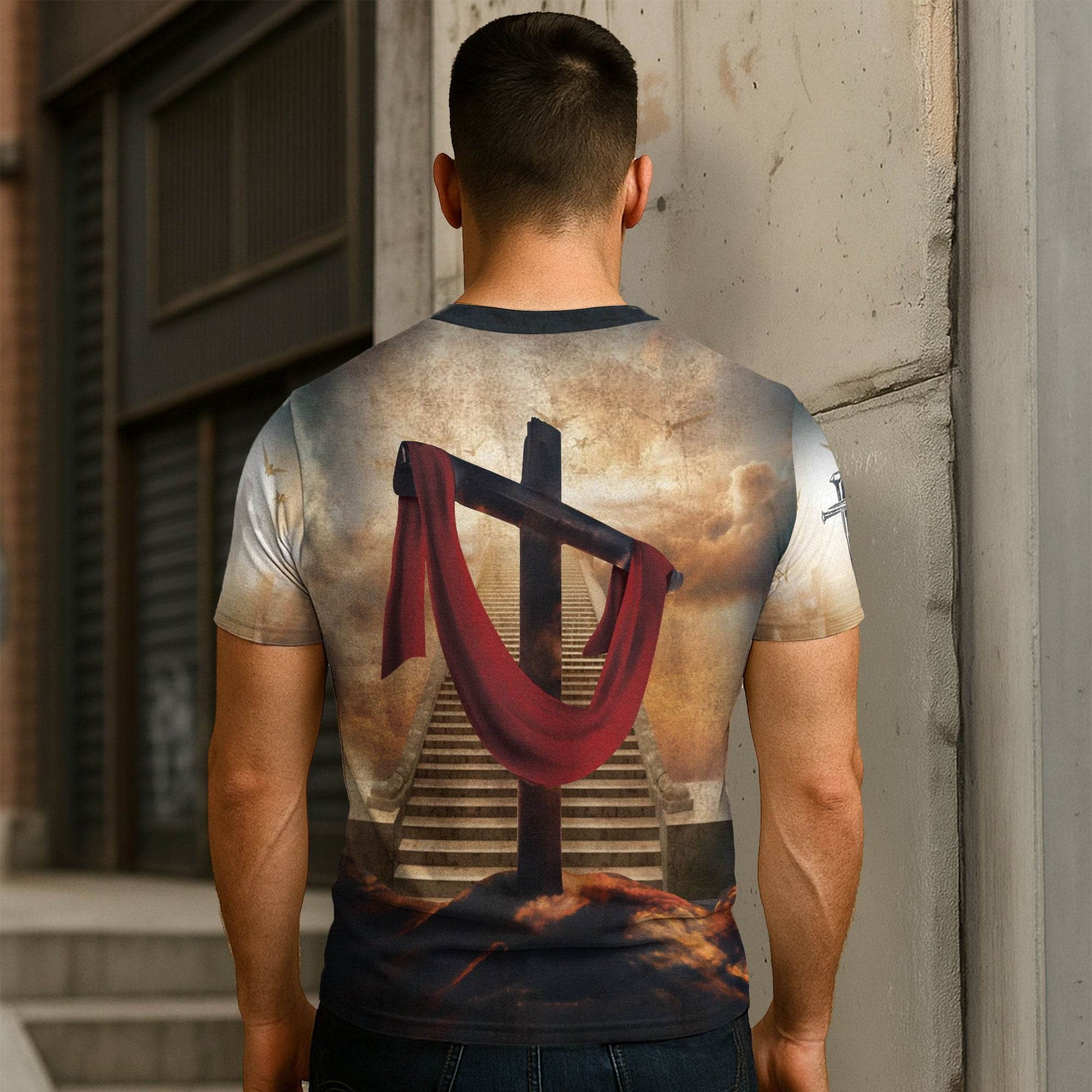 Revelation 1:4 Stairway To Heaven Lion Of Judah T-Shirt - Rust Field Wear