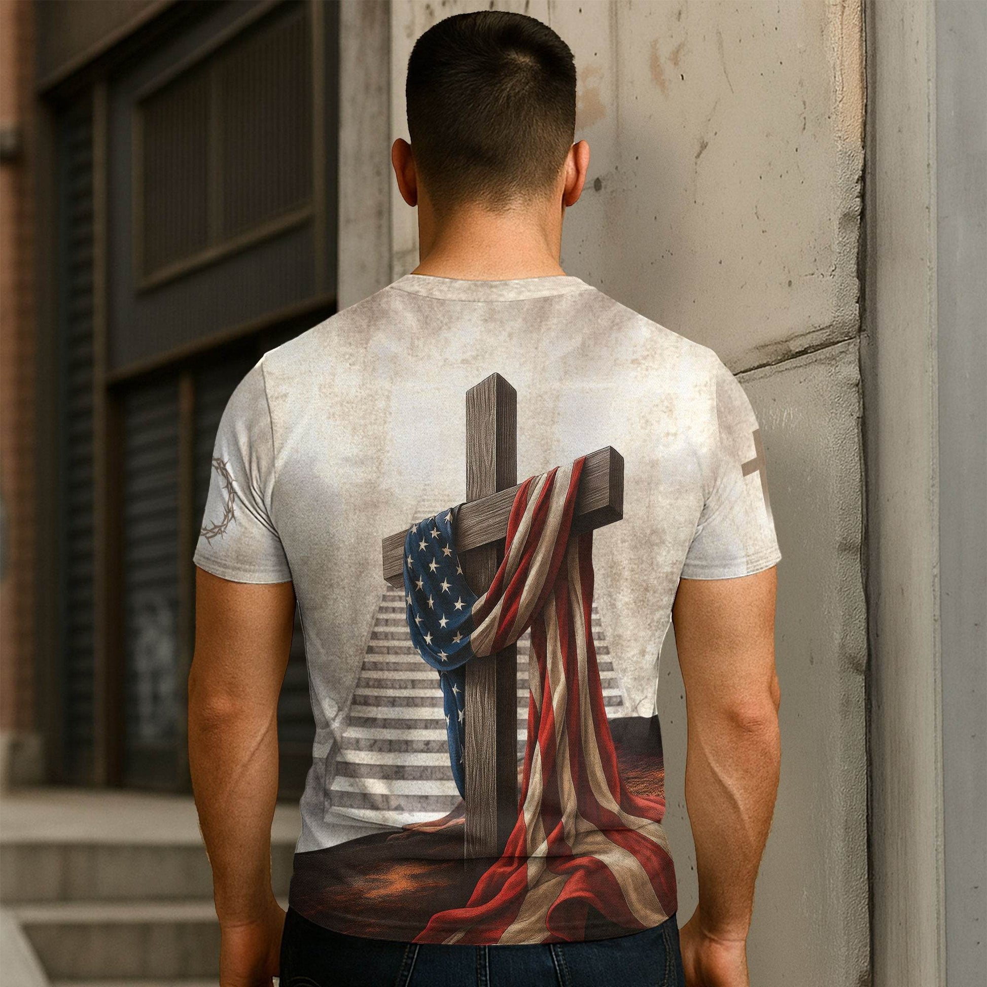 One Nation Under God American Flag Lion Christian T-Shirt - Rust Field Wear