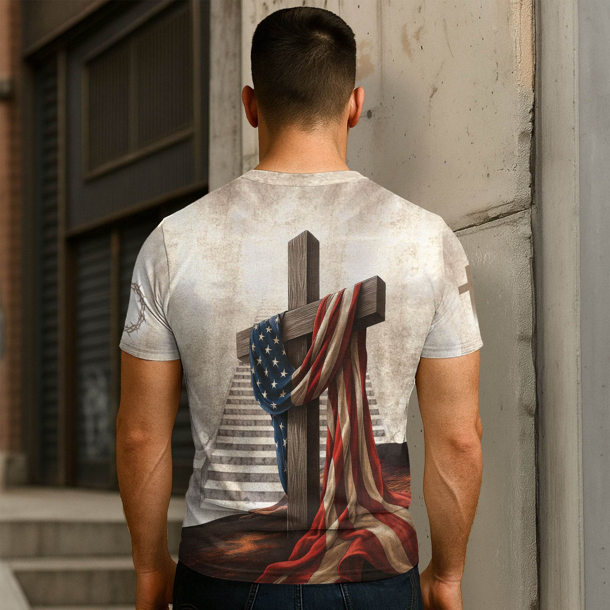 One Nation Under God American Flag Lion Christian T-Shirt - Rust Field Wear