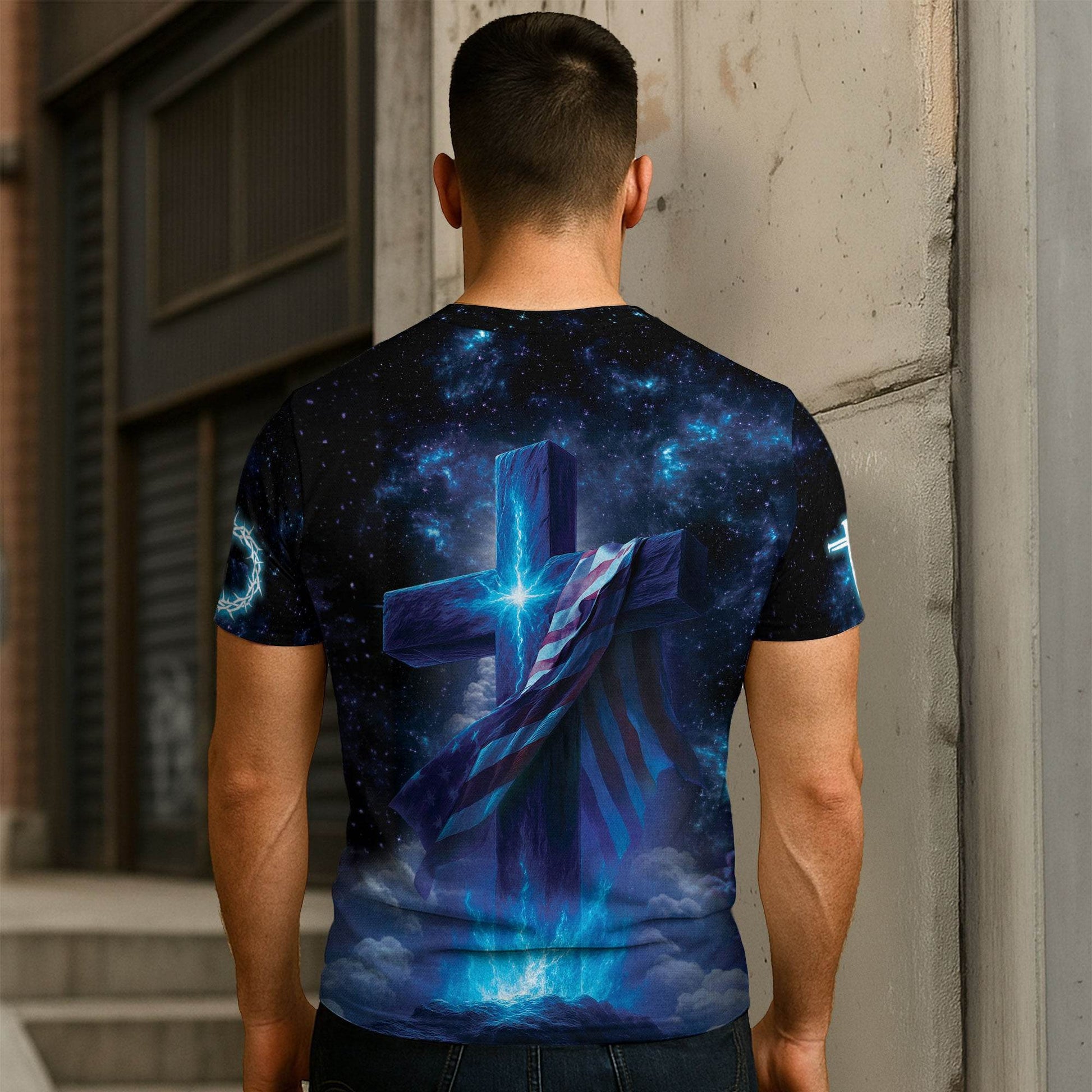 One Nation Under God Heavenly Lion Lamb Cross T-Shirt - Rust Field Wear