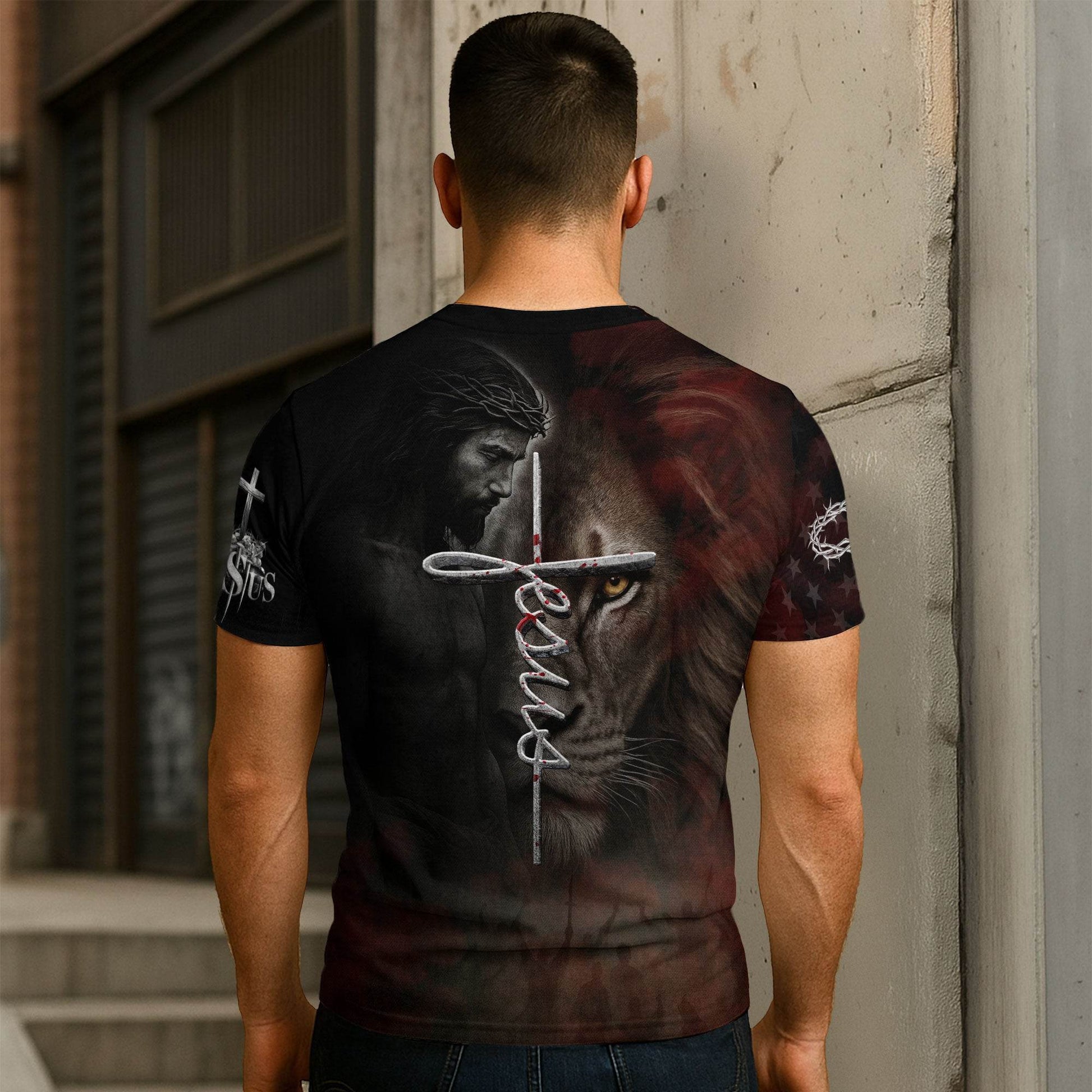 Trust In The Lord Knight Cross & Lion Christian T-Shirt - Rust Field Wear