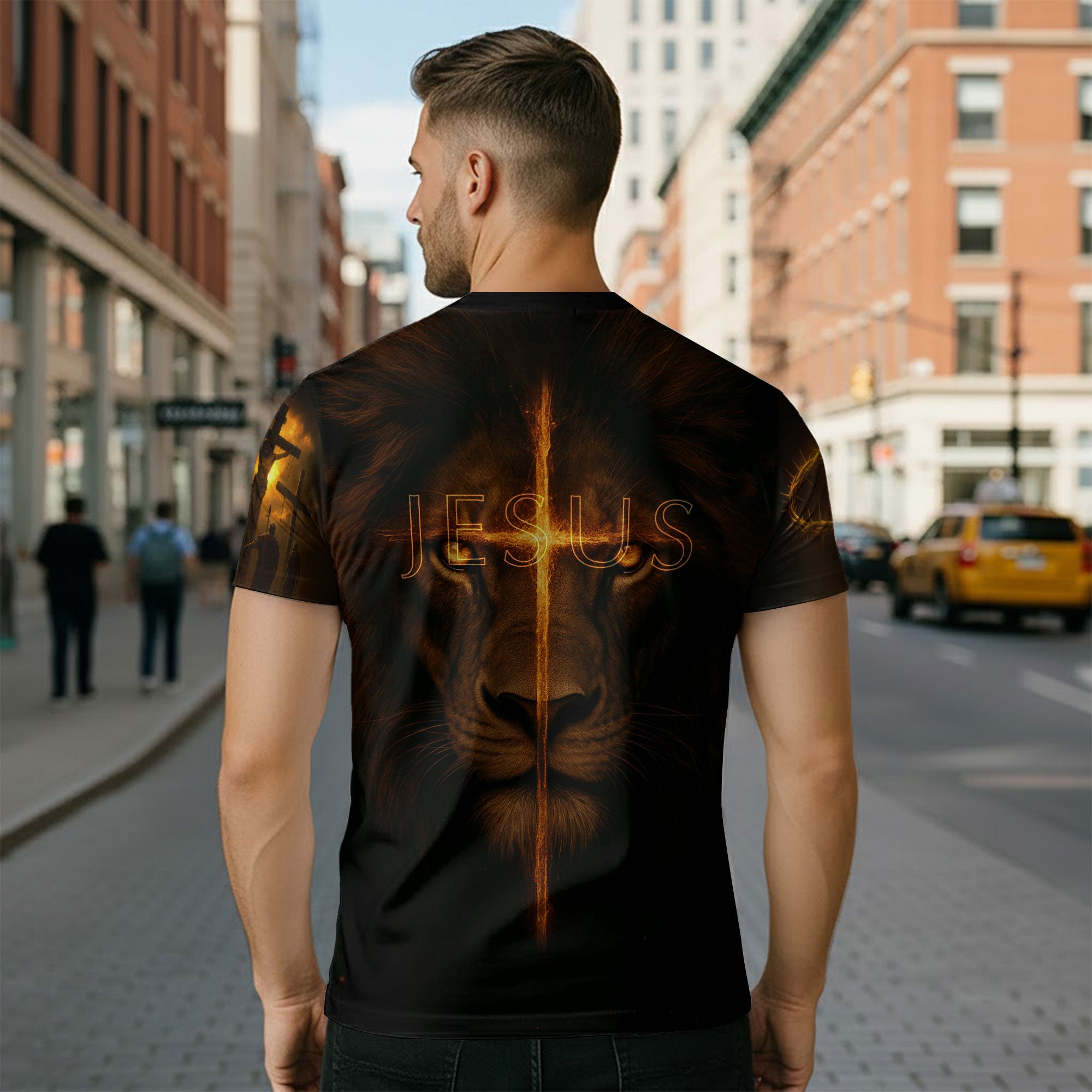 Jesus Loves You Fire of Faith Lion Christian T-Shirt