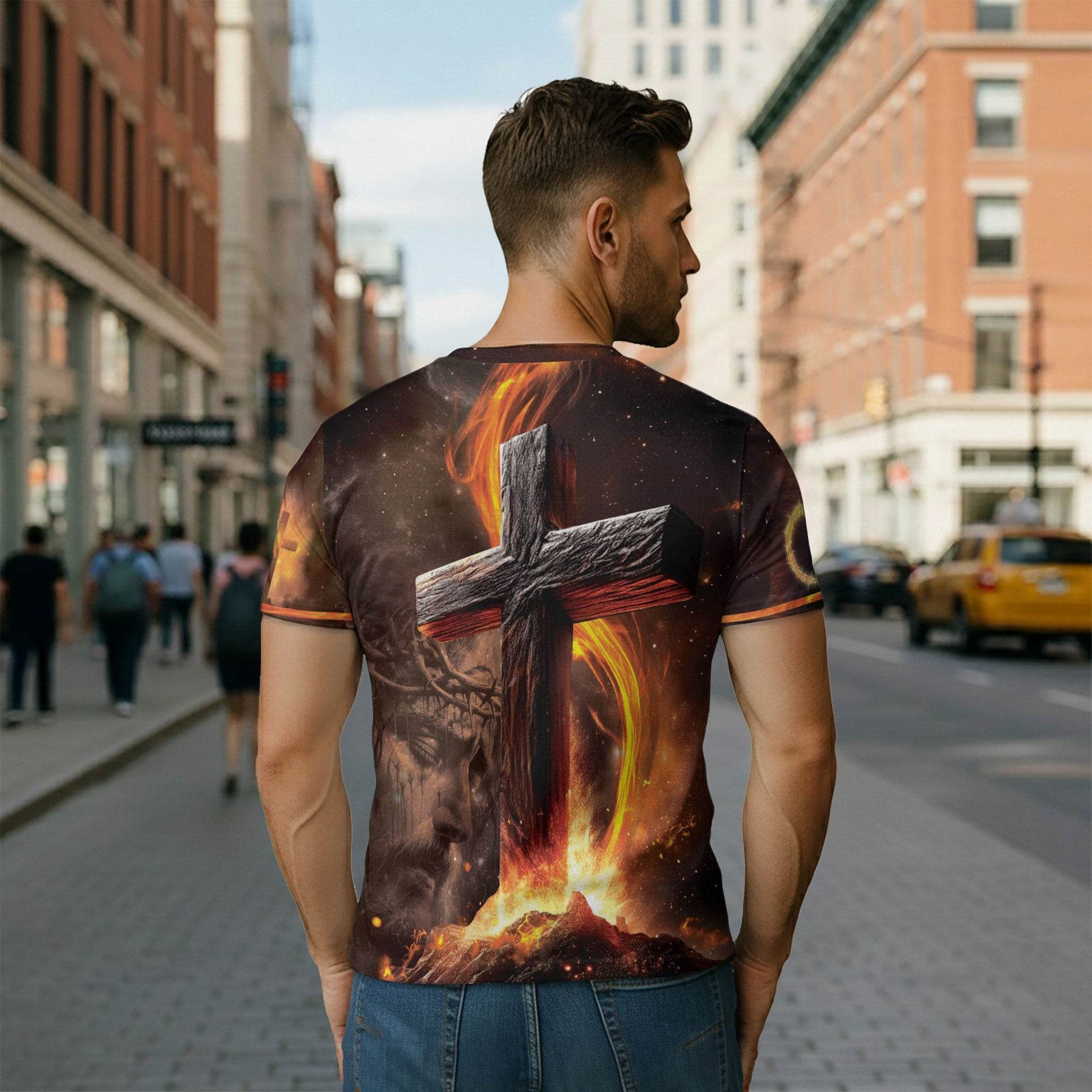 Jesus The Way The Truth The Life Cross & Lion Fire T-Shirt - Rust Field Wear
