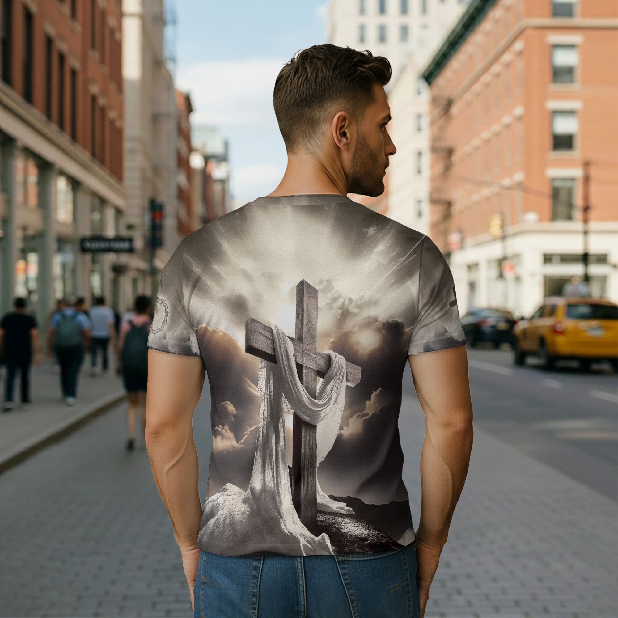 Jesus The Way The Truth The Life Lion & Cross Lightning Christian T-Shirt