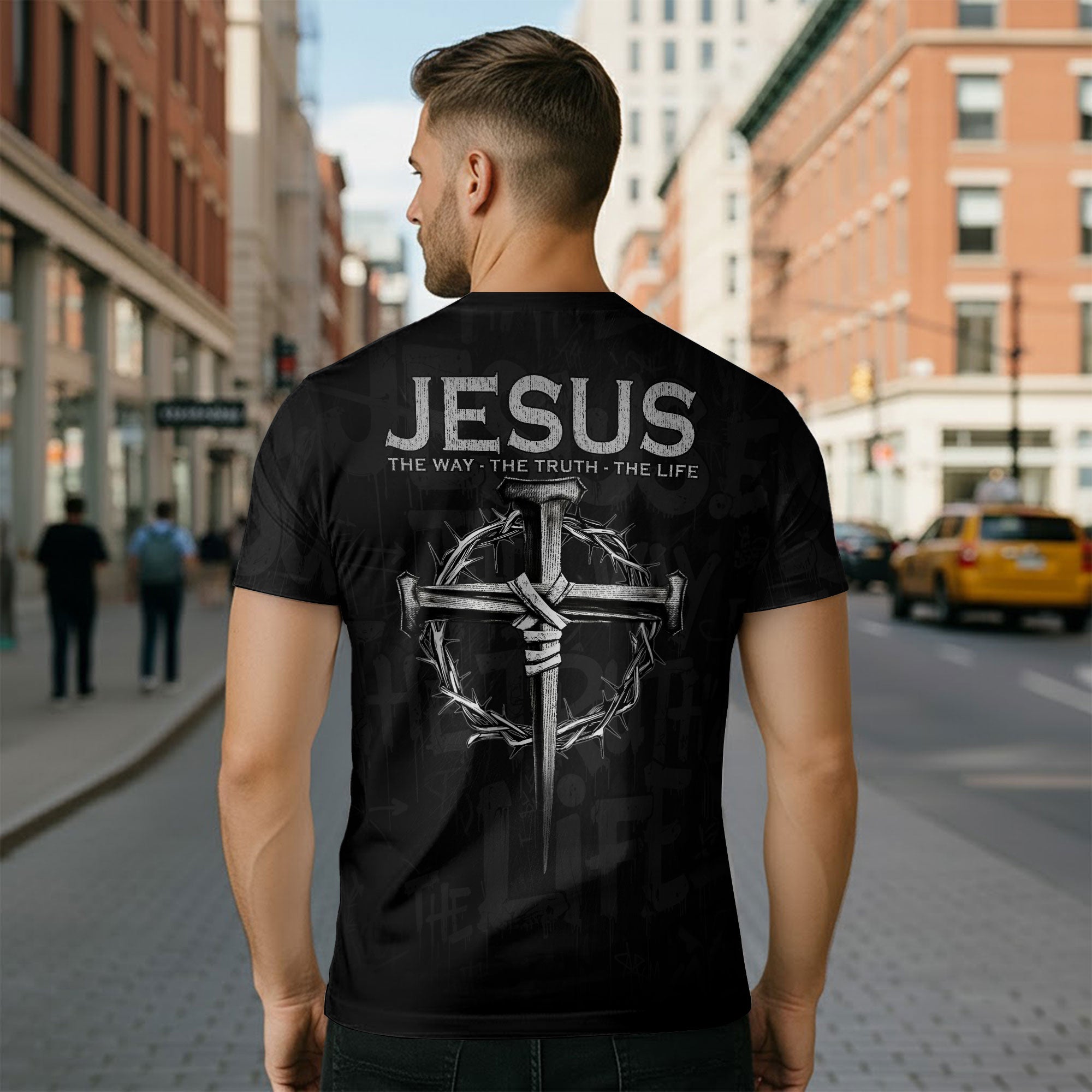 Jesus The Way The Truth The Life Lion Eye Cross Christian T-Shirt