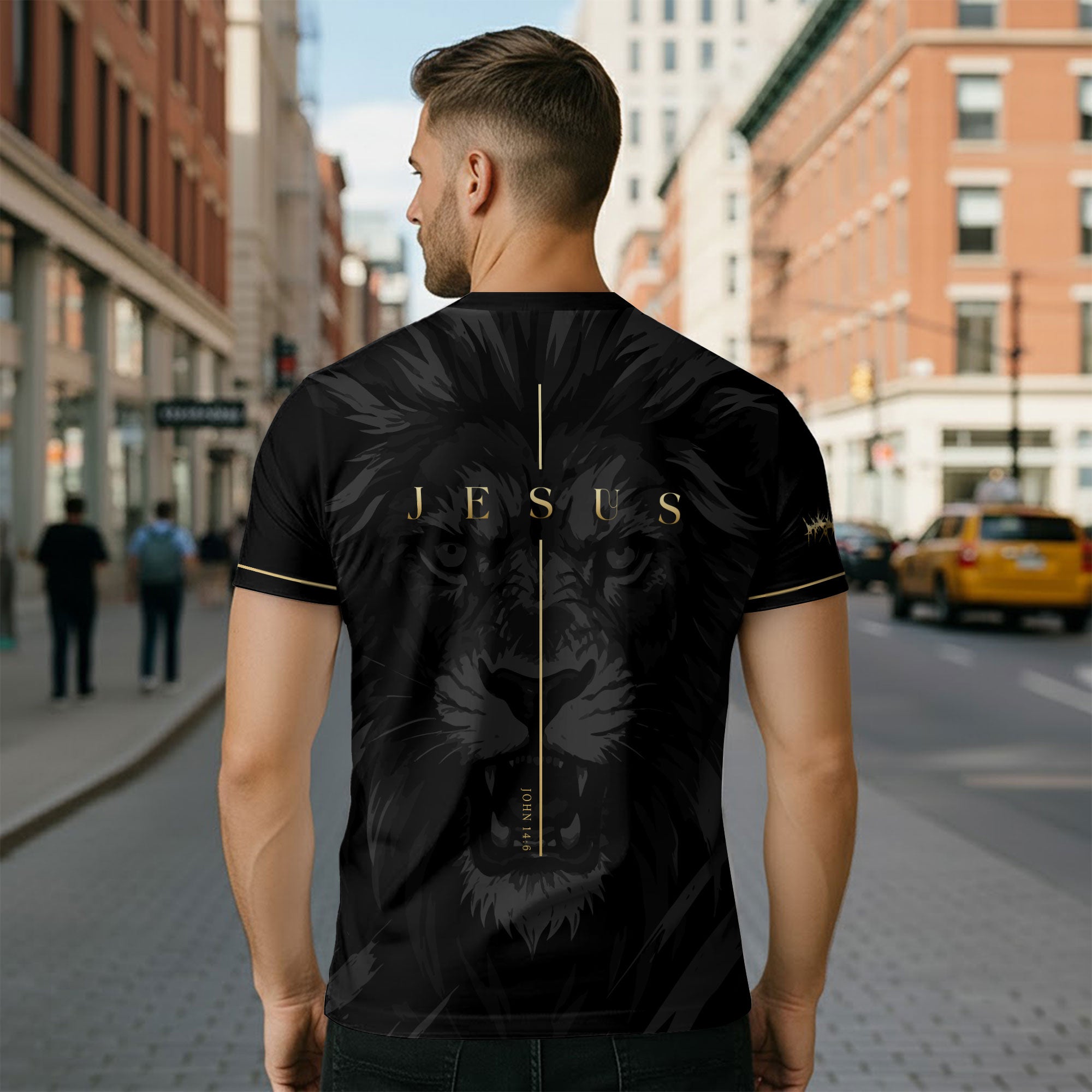 Jesus The Way The Truth The Life Golden Cross Lion Christian T-Shirt