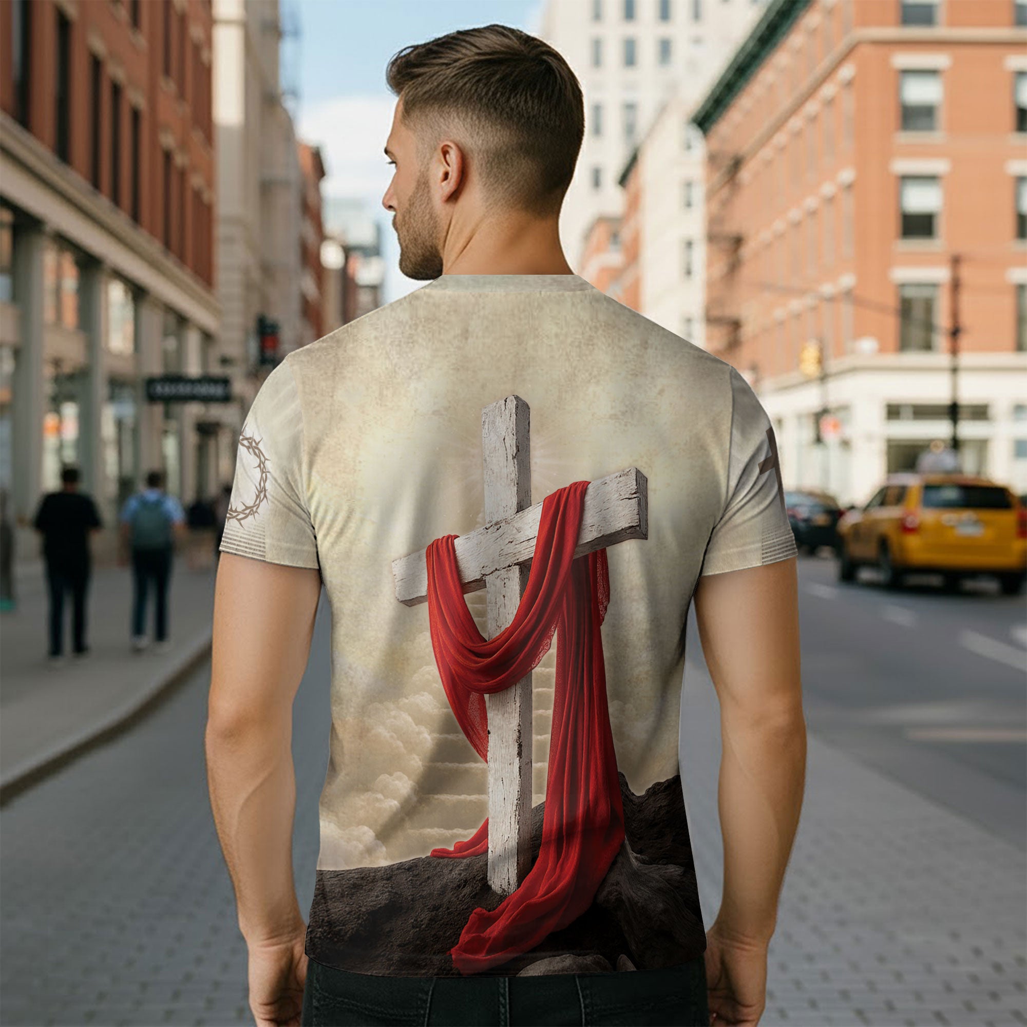 Faith Over Fear Jesus & Lion with Red Drape Christian T-Shirt