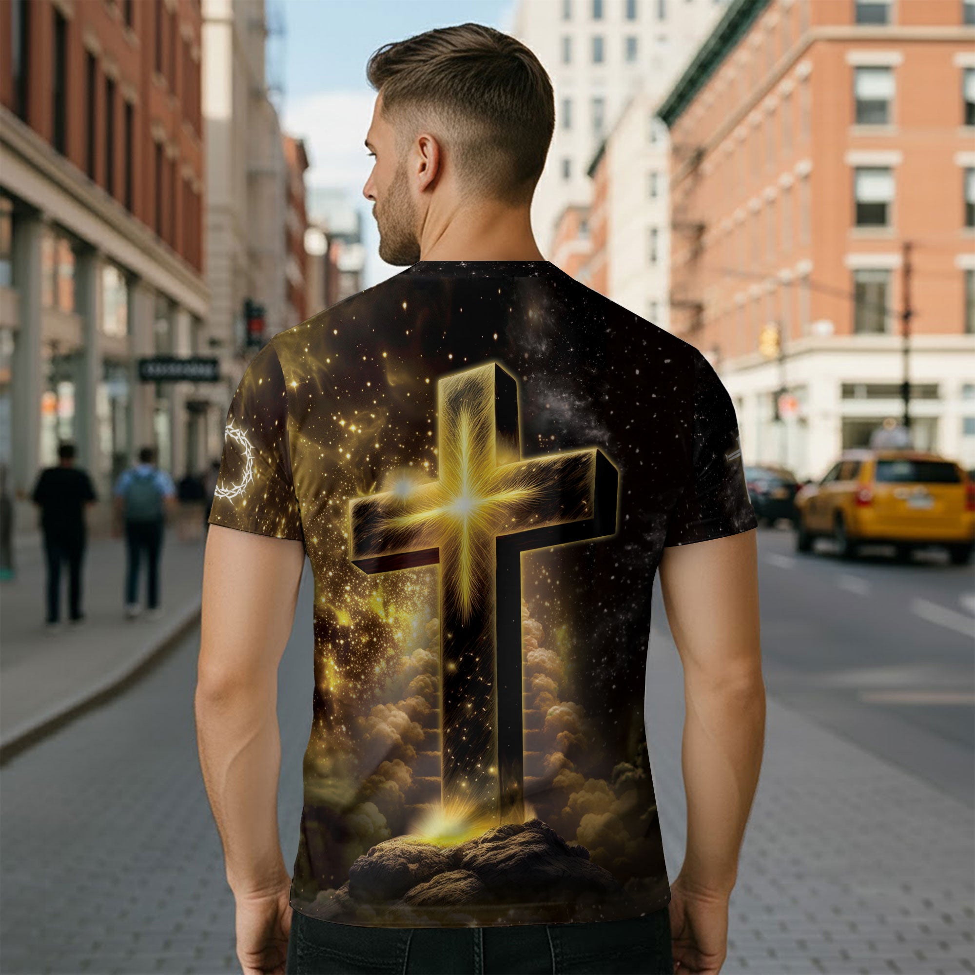Faith Over Fear Golden Cross Christian T-Shirt