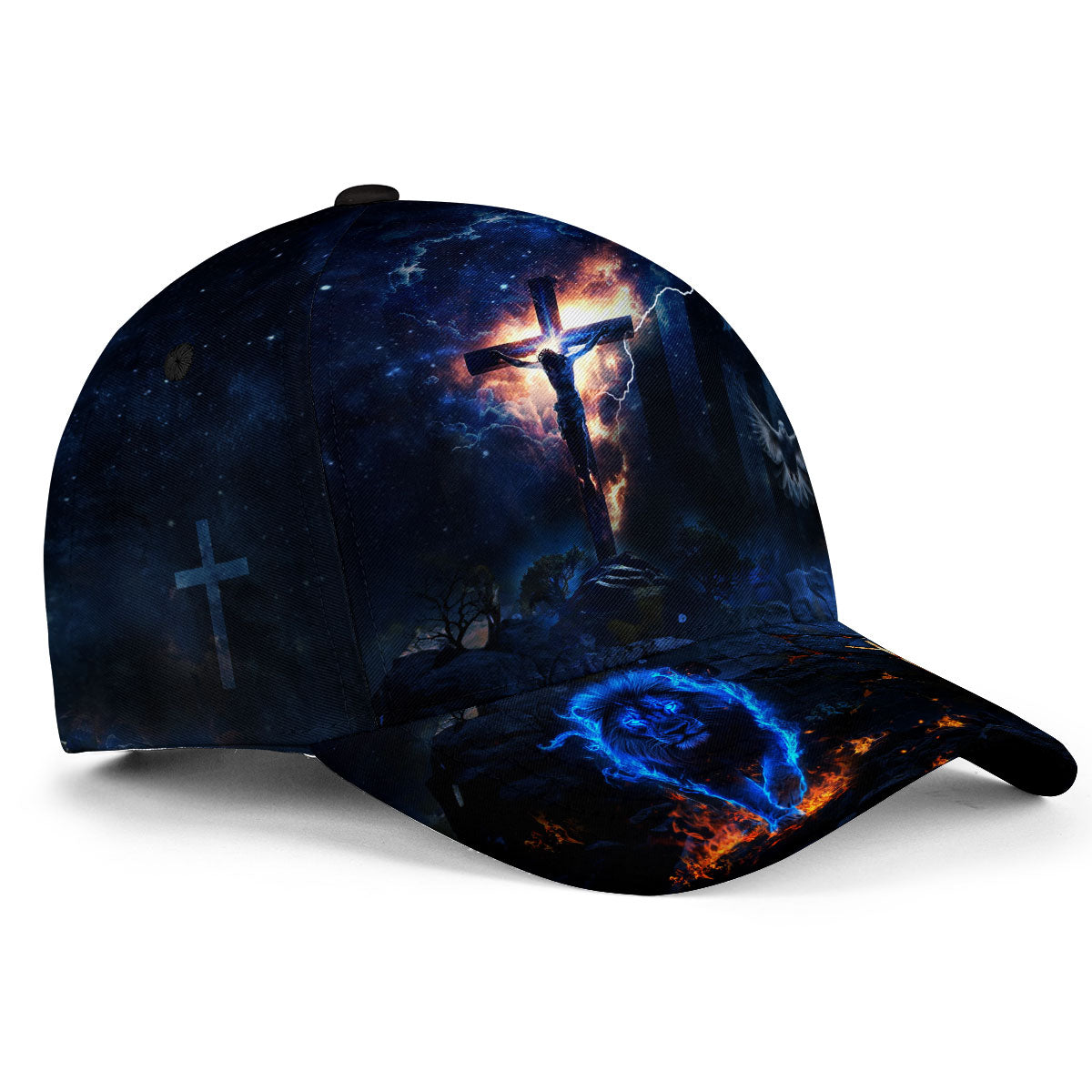 American Flag Cross Dove and Lion Christian Hat
