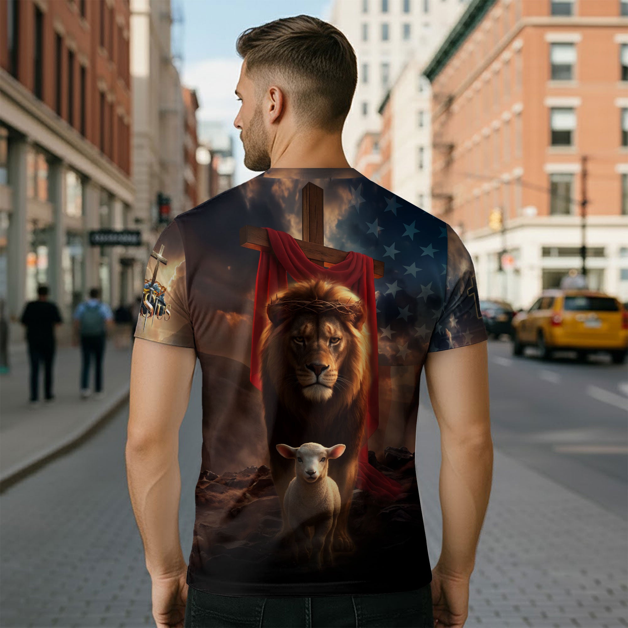 I Can Do All Things Through Christ Lion and Lamb Cross Christian T-Shirt